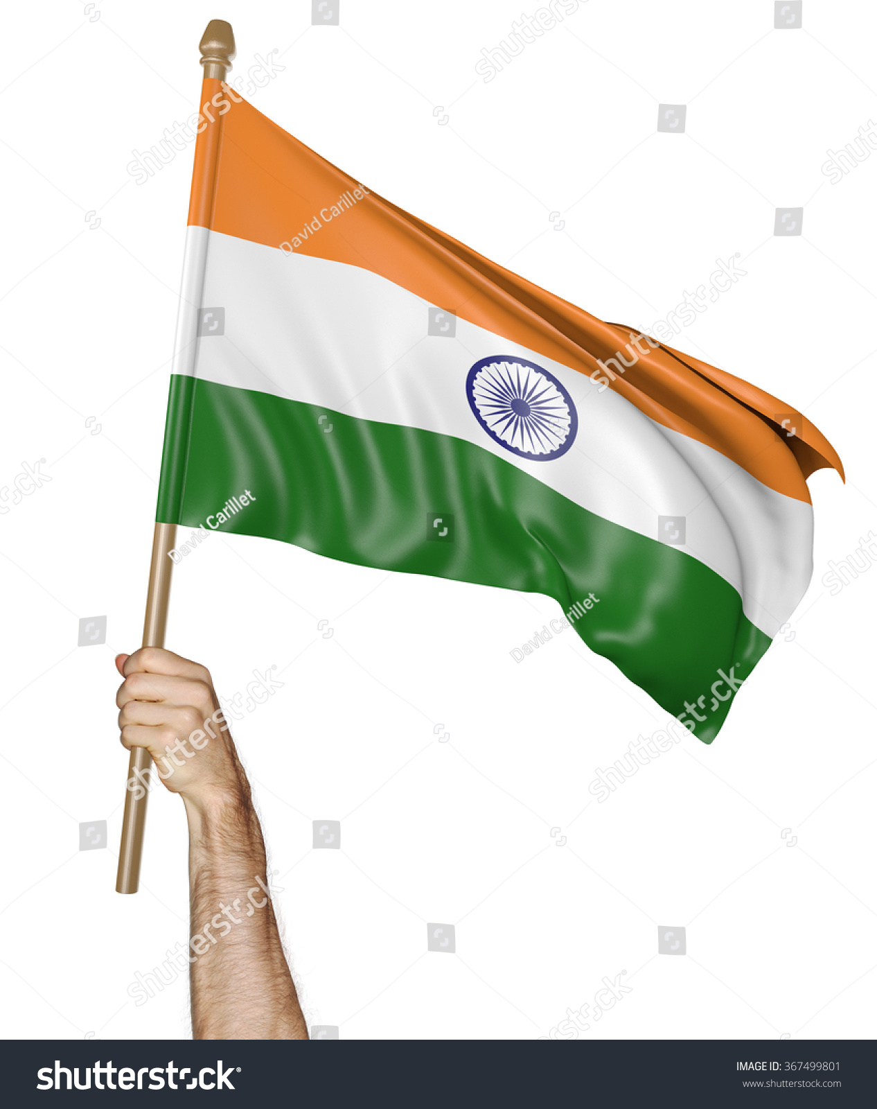 Hand Proudly Waving National Flag India Stock Photo 367499801 ...