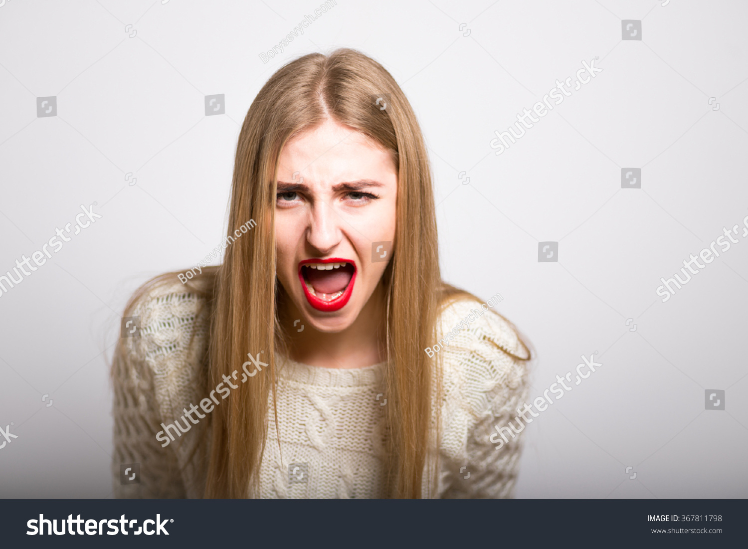 Blond Girl Screams Loudly Isolated Stock Photo 367811798 | Shutterstock