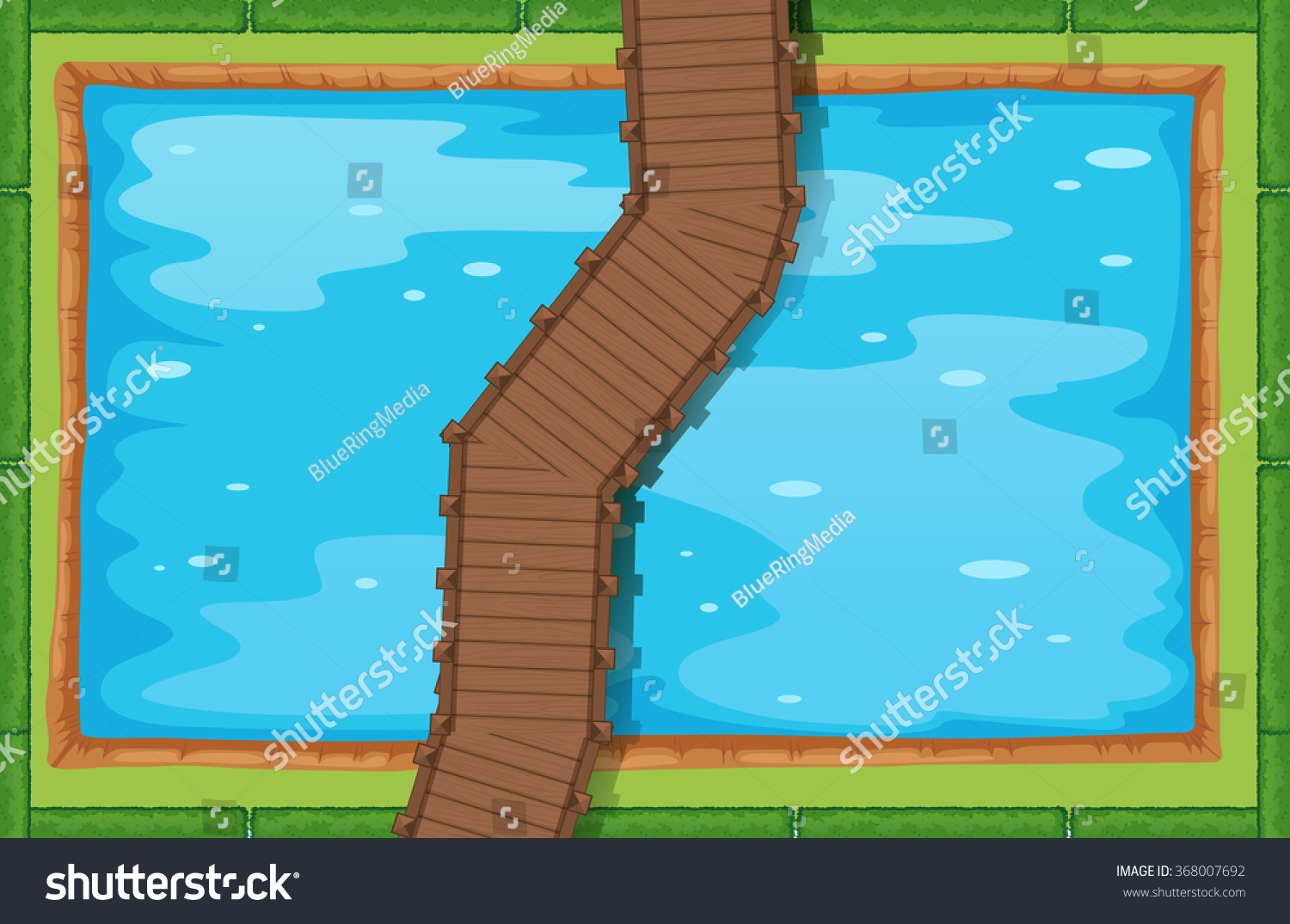 Top View Pond Bridge Illustration Stock Vector (Royalty Free) 368007692 ...