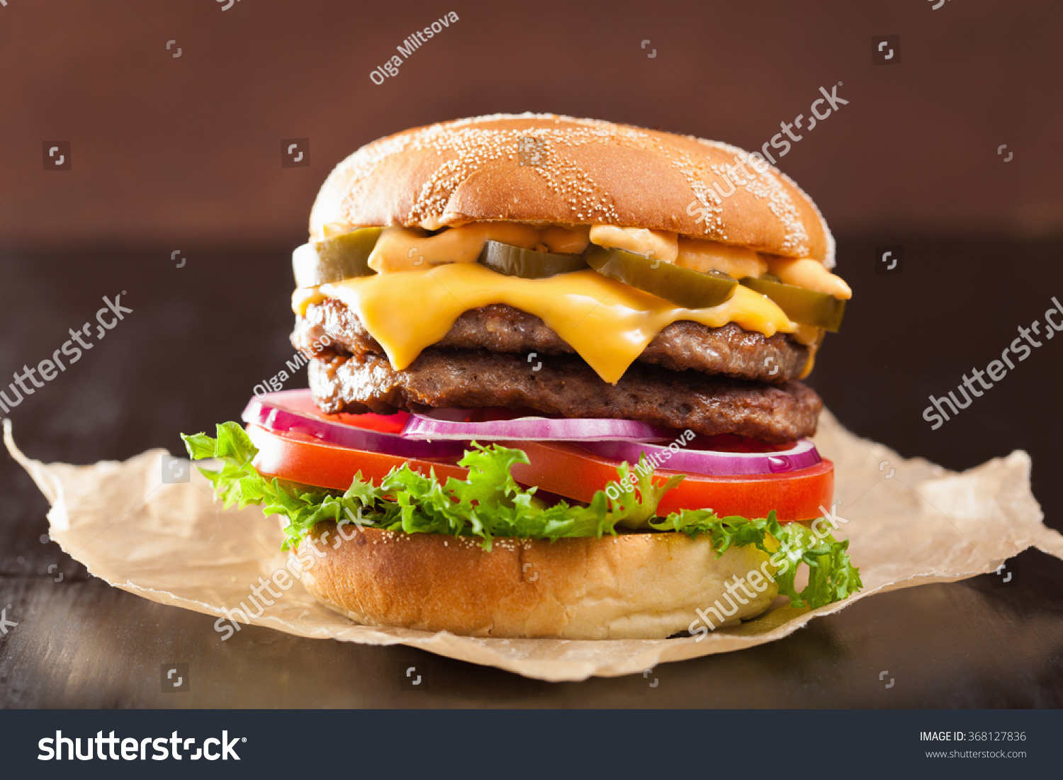 Double Cheese Burger Jalapeno Tomato Onion Stock Photo 368127836 ...