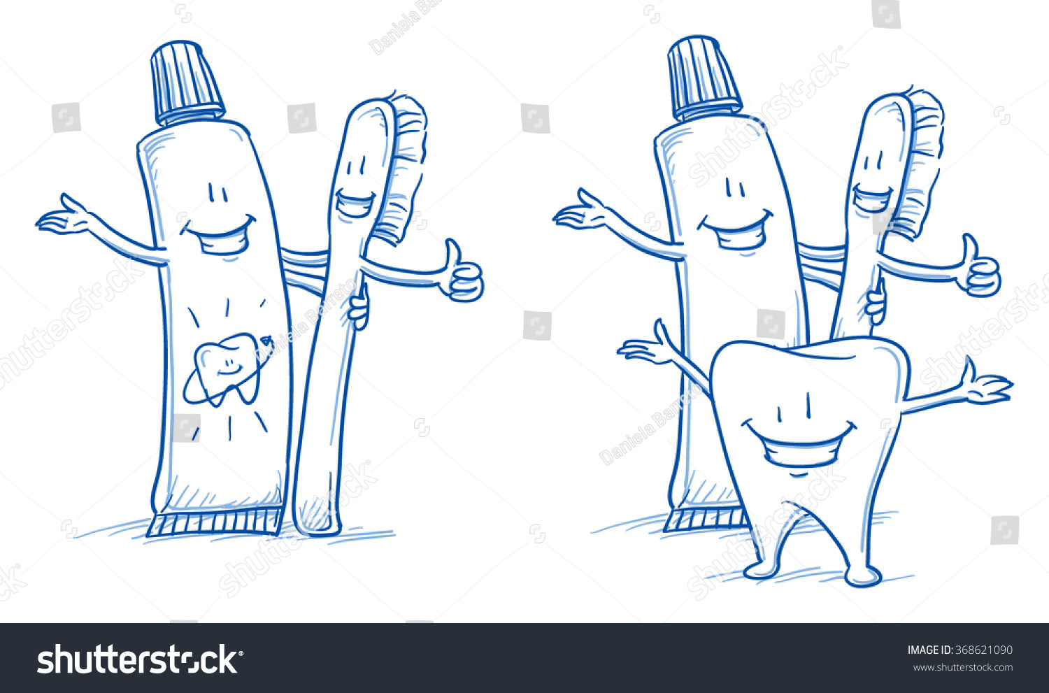 Cute Happy Cartoon Toothbrush Toothpaste Without Stock Vector (Royalty Free...