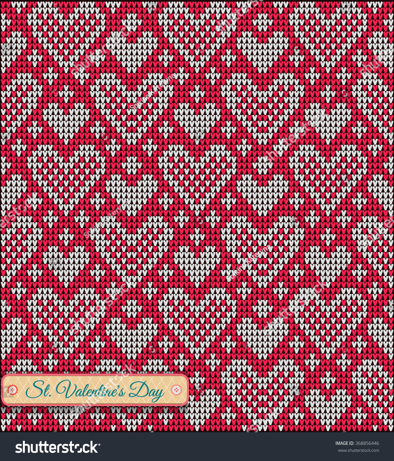 Classic Knitted Pattern Hearts Valentines Day: stockvector (rechtenvrij