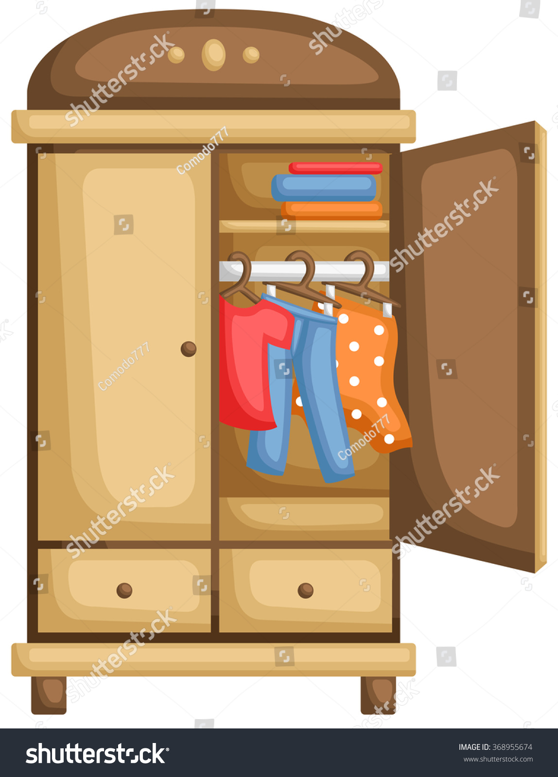 Открытый мультяшный шкаф для одежды