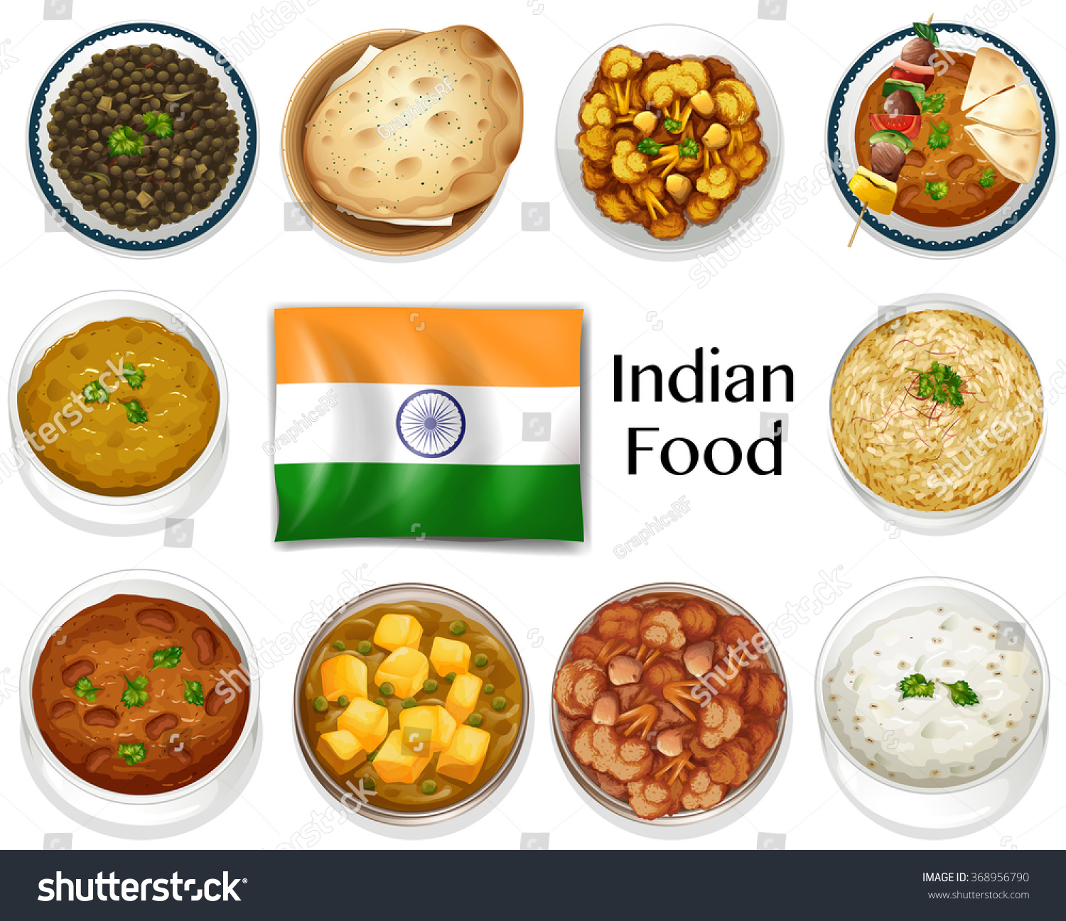 plate of indian food clipart
