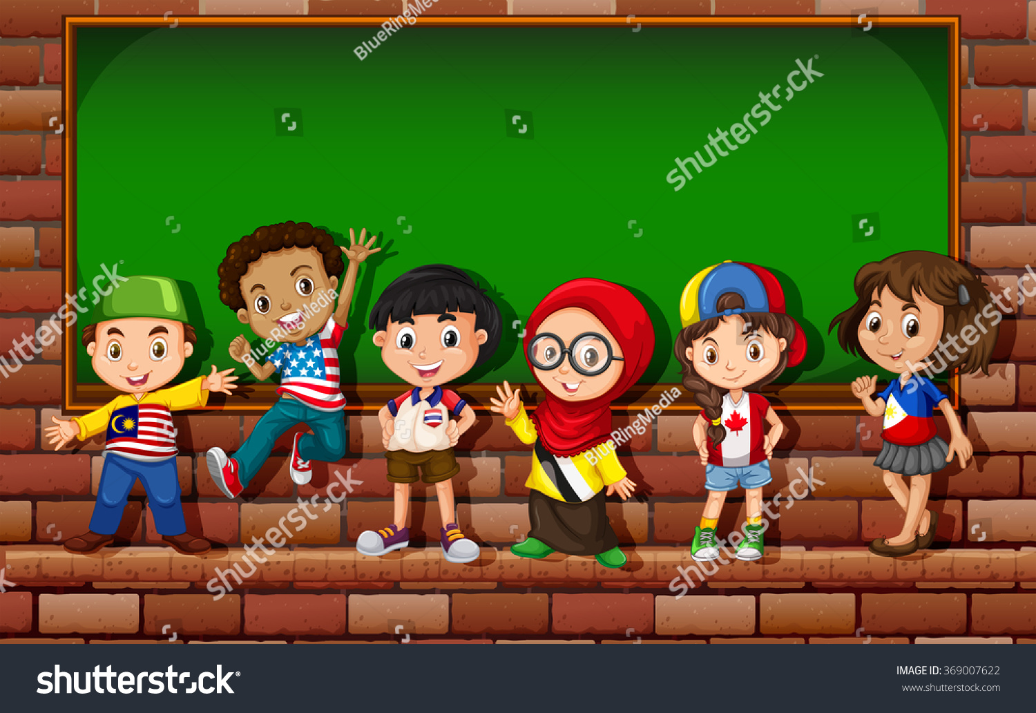 Children Standing Front Board Illustration Stock Vector (Royalty Free ...