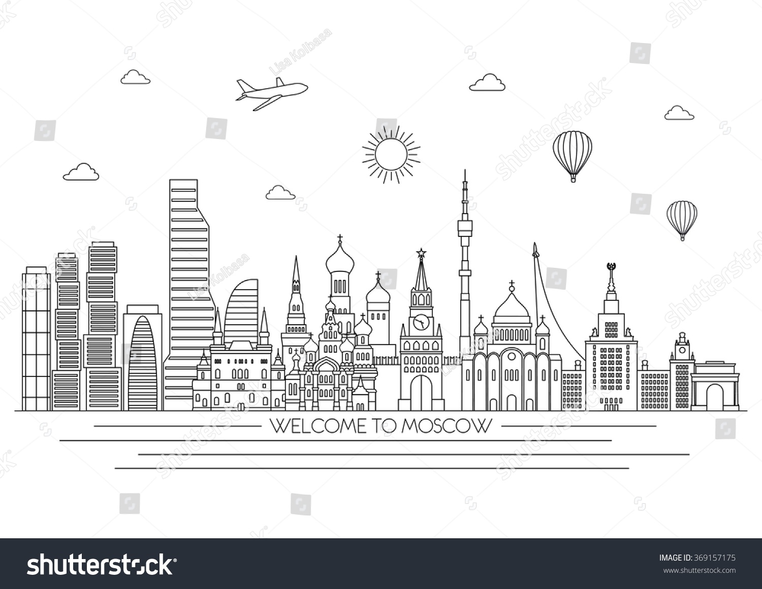 Москва контурный рисунок
