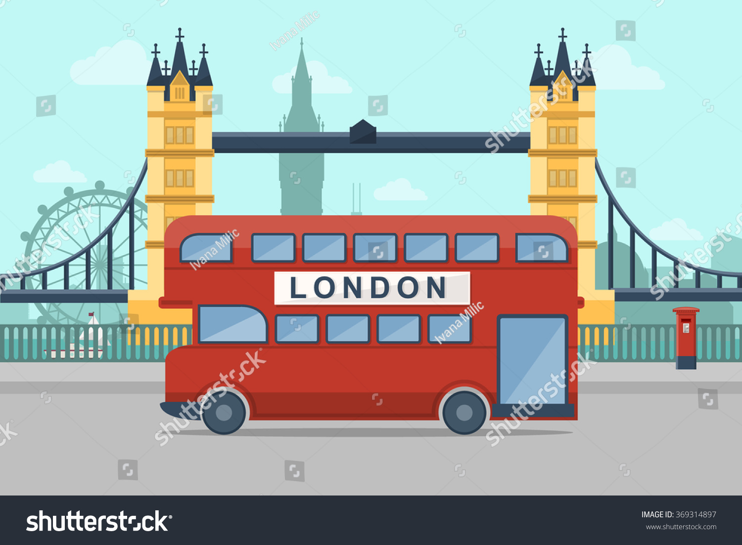 Нарисовать достопримечательность Лондона автобус