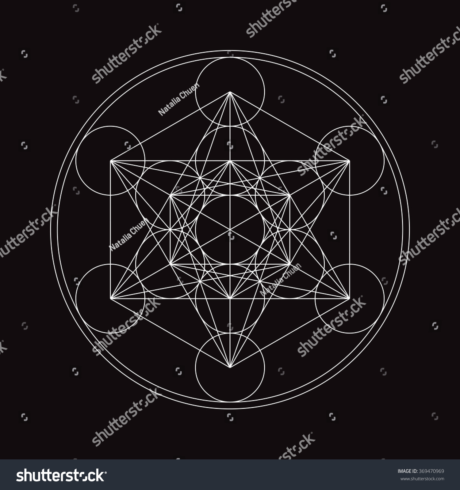 Metatrons Cube Flower Life Stock Vector (Royalty Free) 369470969 ...