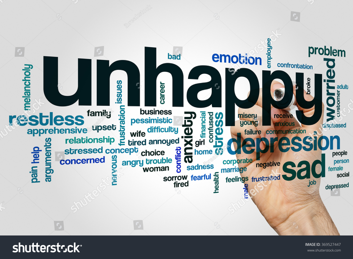 Unhappy Word Cloud Stock Photo 369527447 | Shutterstock