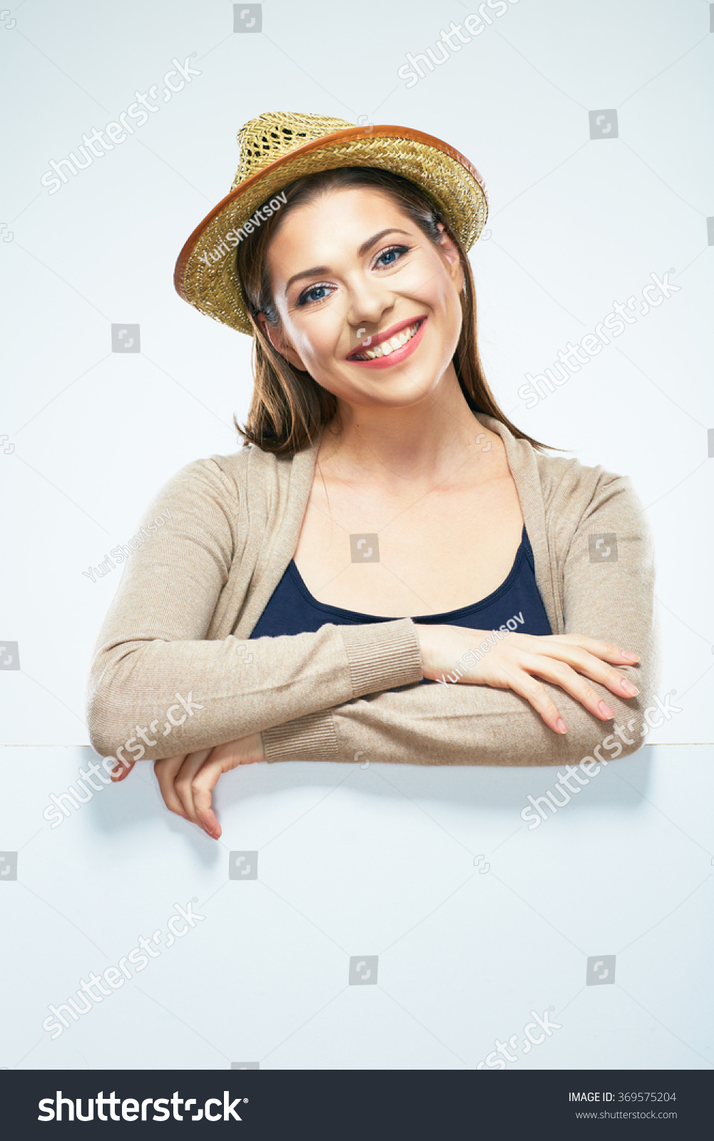 Student Girl Standing White Blank Board Stock Photo 370094780