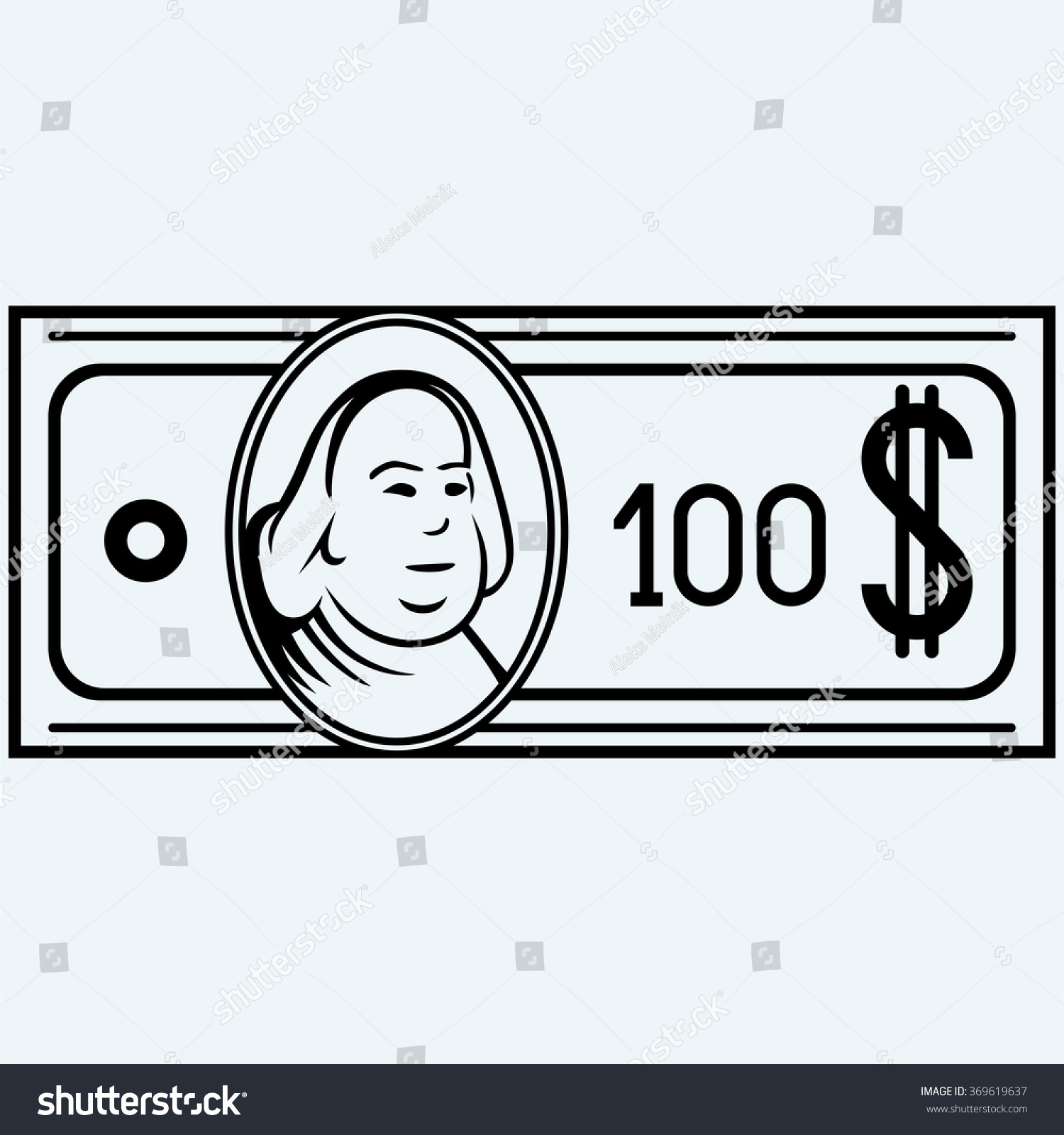 Hundred Dollar Bill Isolated On Blue Stock Vector (Royalty Free ...