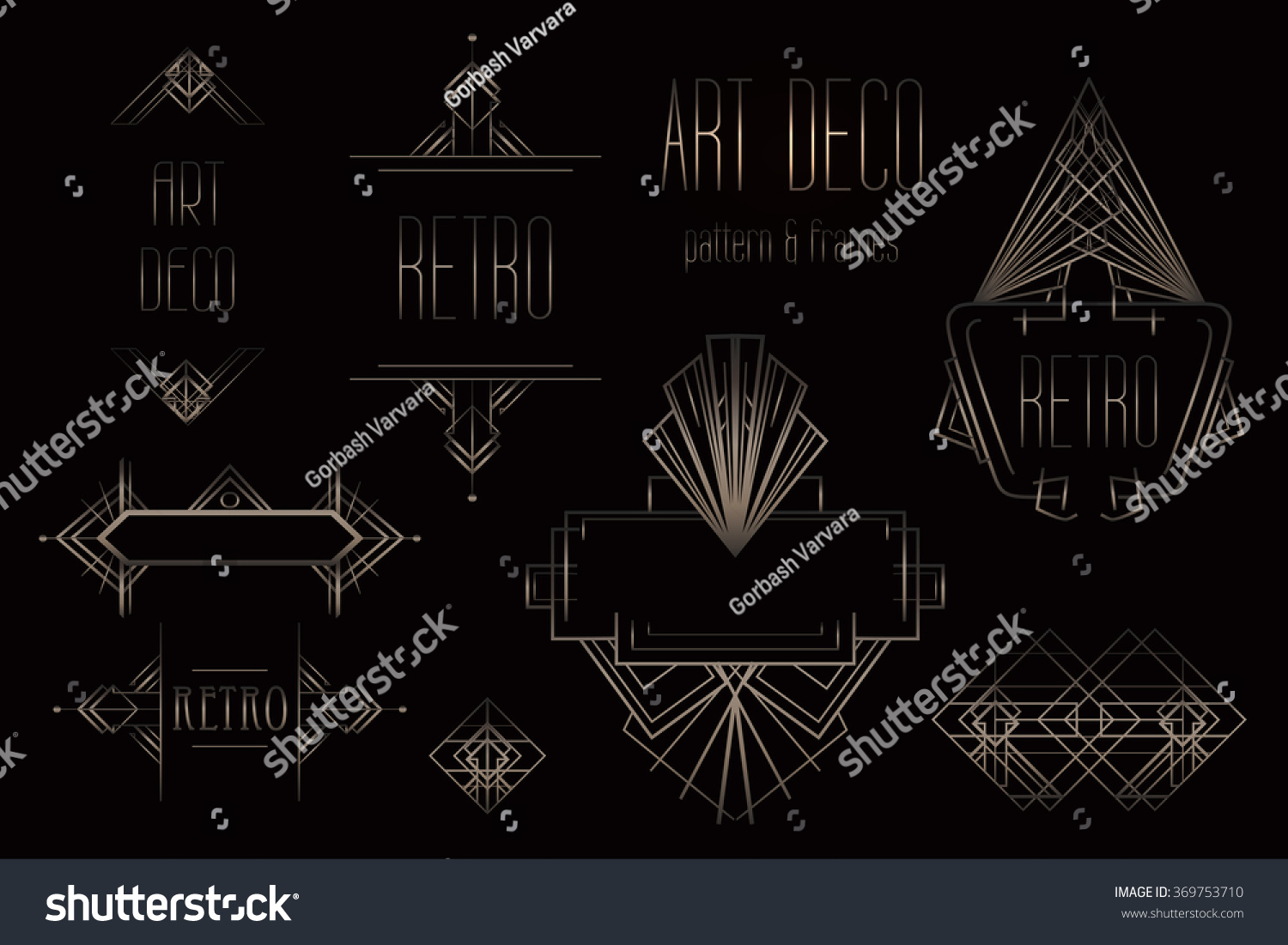 Art Deco Vintage Bronze Patterns Over Stock Vector (Royalty Free ...