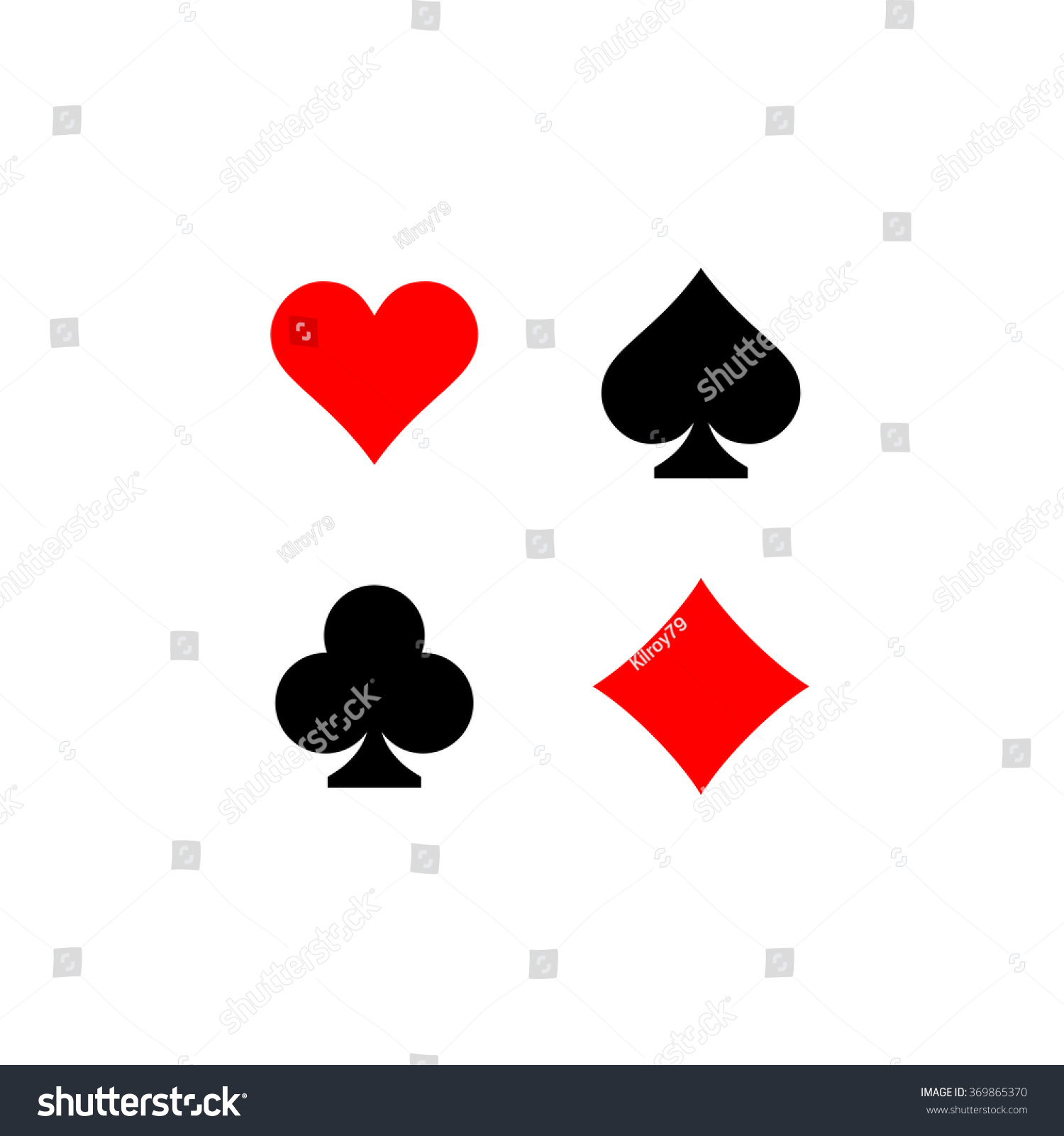 Playing Card Suits Signs Set Four Stock Vector (royalty Free) 369865370 