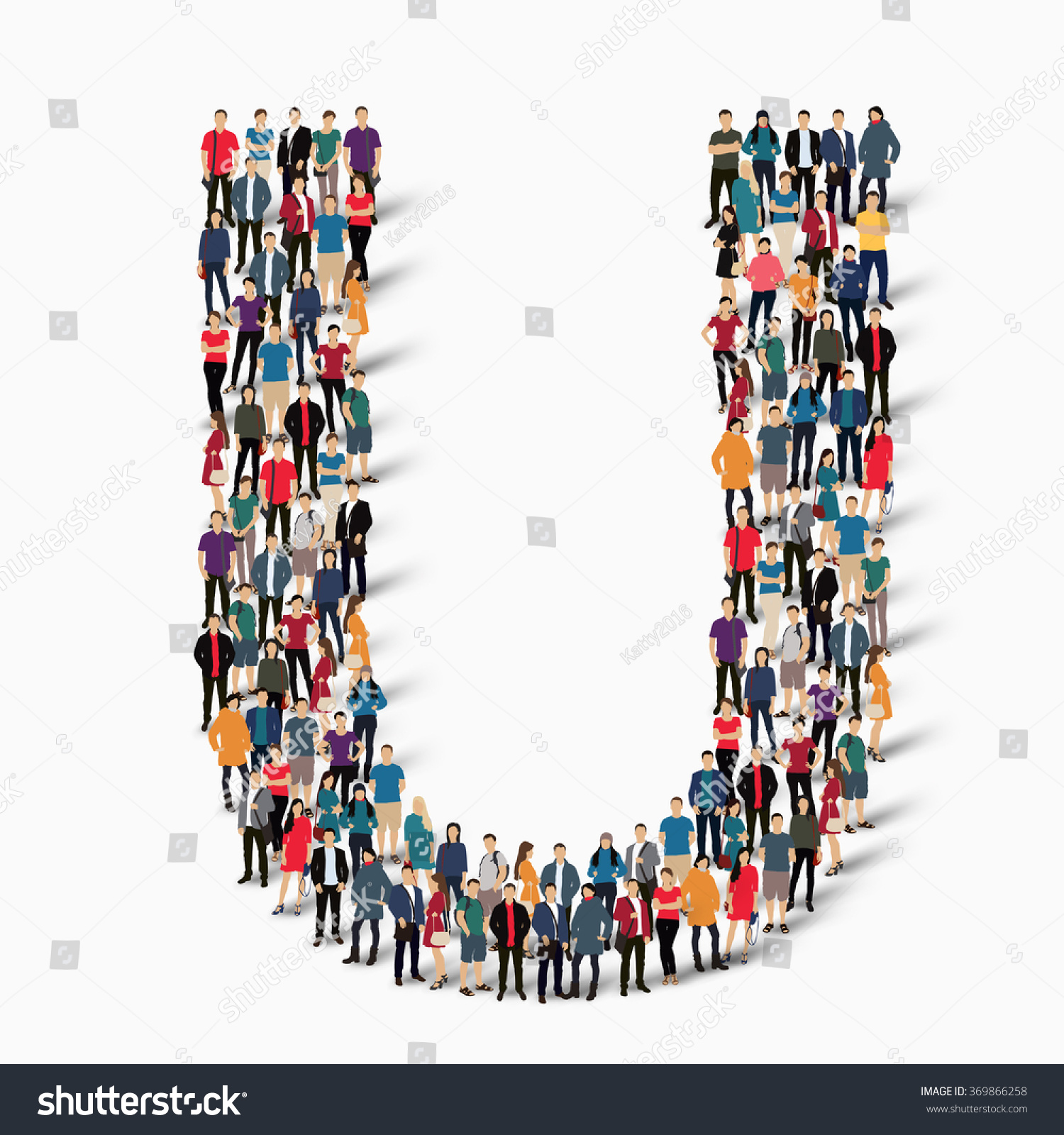 Large Group People Shape Letter U Stock Vector (Royalty Free) 369866258 ...