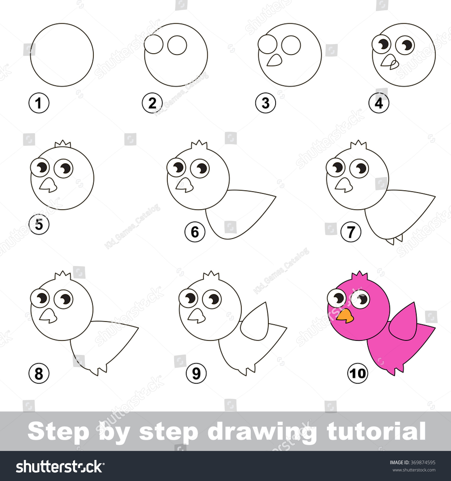 How Draw Pink Bird Stock Vector (Royalty Free) 369874595 | Shutterstock