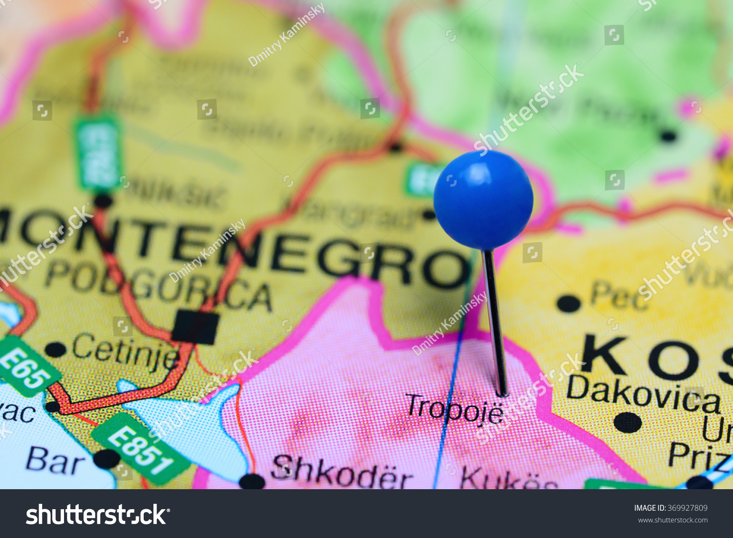 Tropoja Pinned On Map Albania Stock Photo 369927809 | Shutterstock