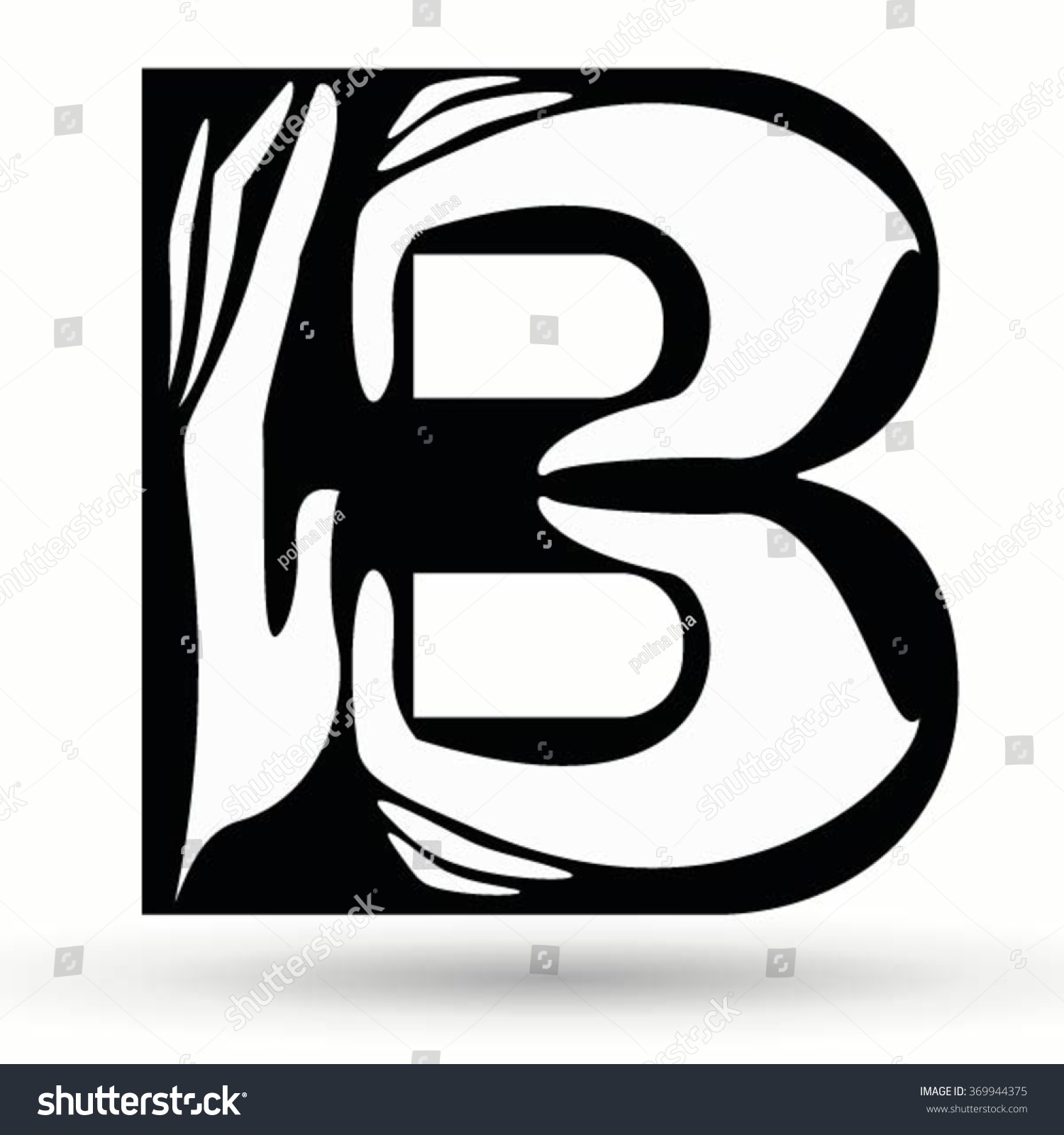 Vektor Stok Letter B Made Hands Hand Drawn (Tanpa Royalti) 369944375 ...