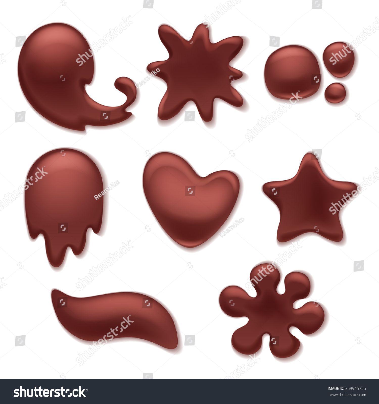 Chocolate Melt Blot Splash Stain Set Stock Vector Royalty Free Shutterstock