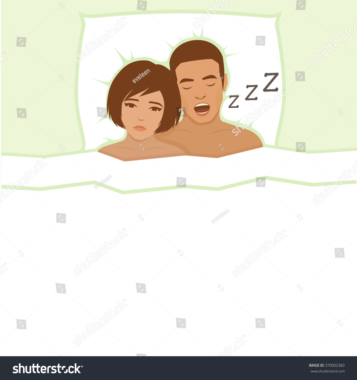 Snoring Man Couple Bed Man Snoring Stock Vector Royalty Free 370002383 Shutterstock 