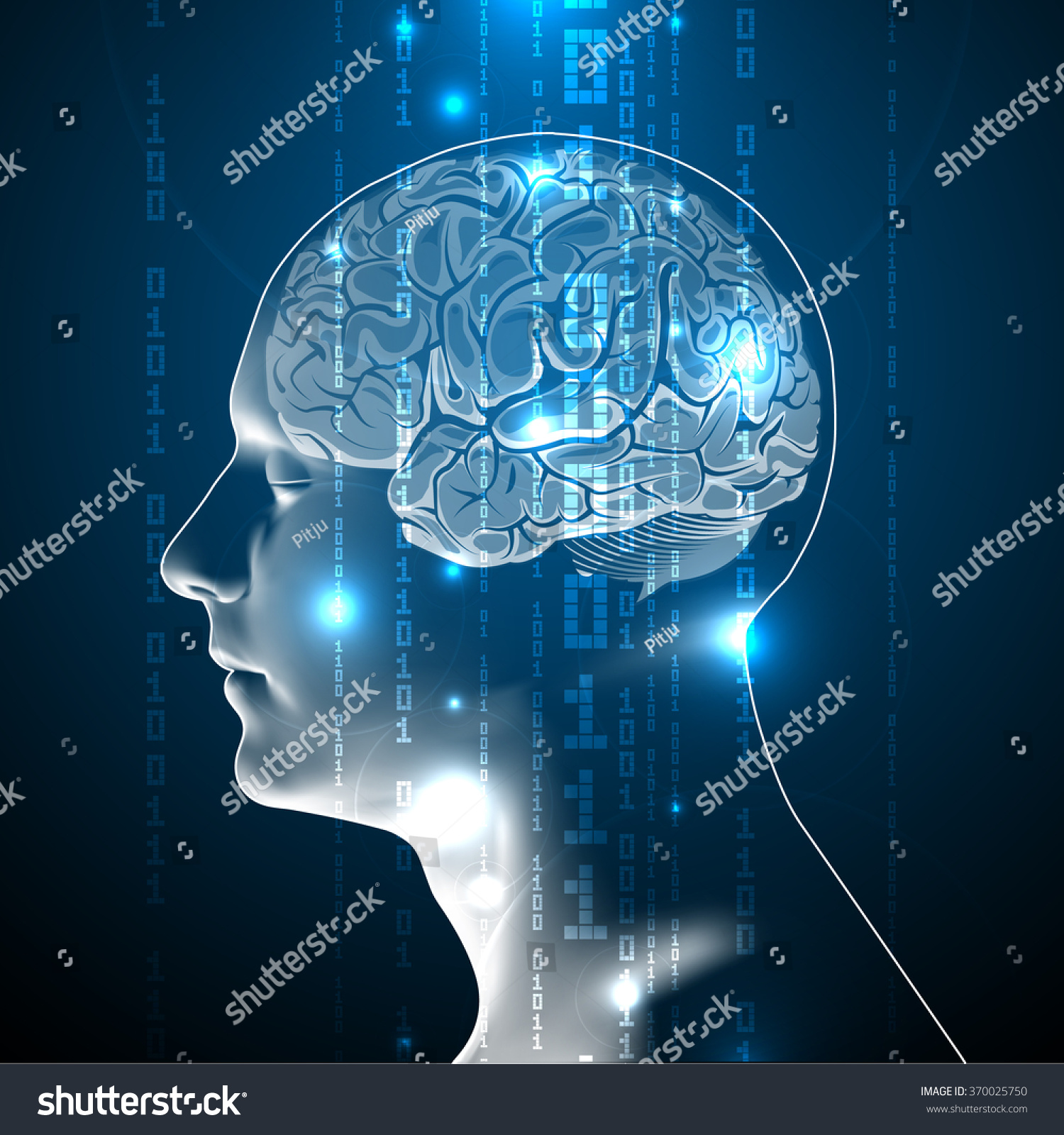 Concept Active Human Brain Binary Code Stock Vector (Royalty Free ...