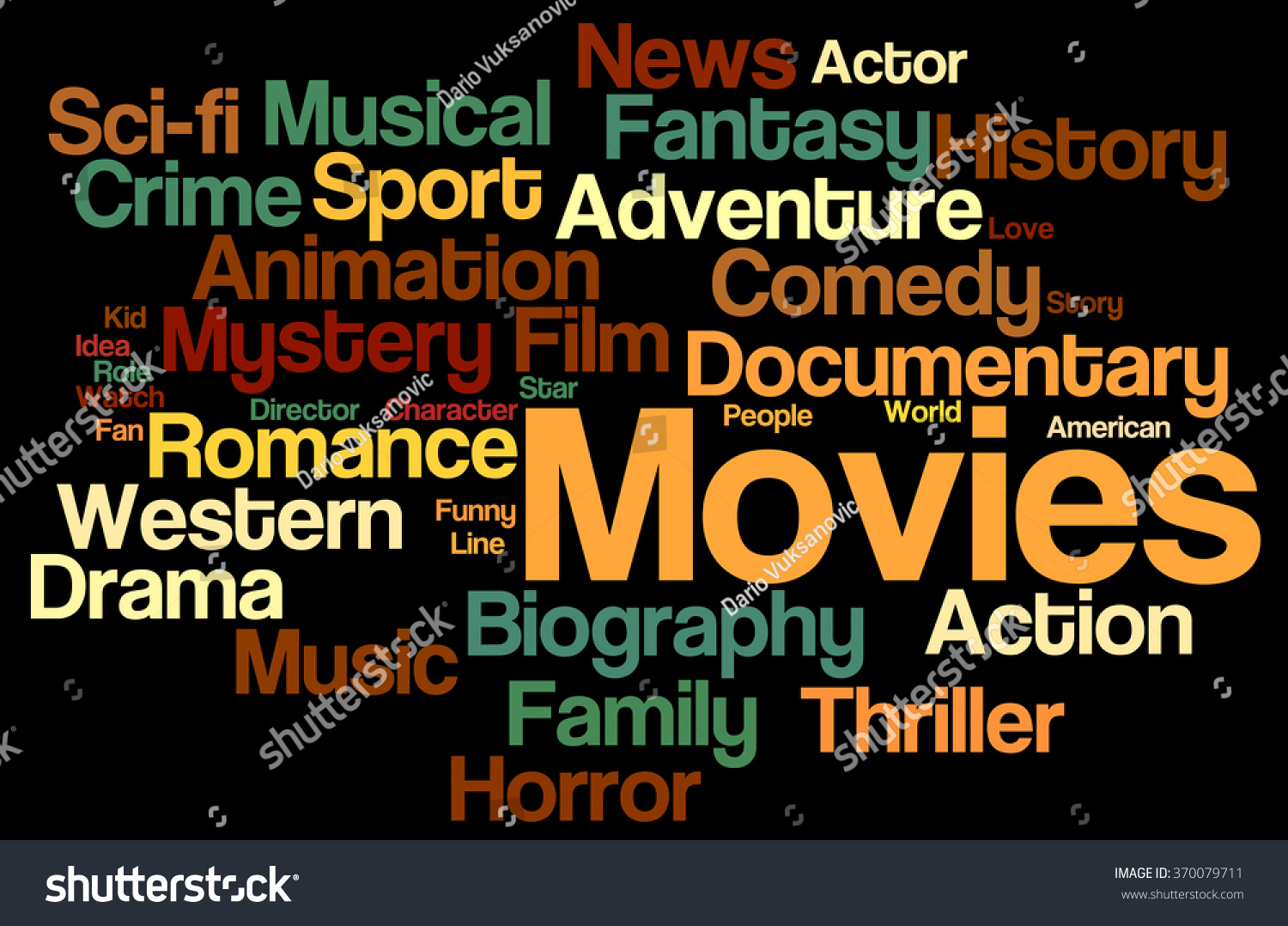 Movies Word Cloud Movies Typography Background Stock Illustration ...