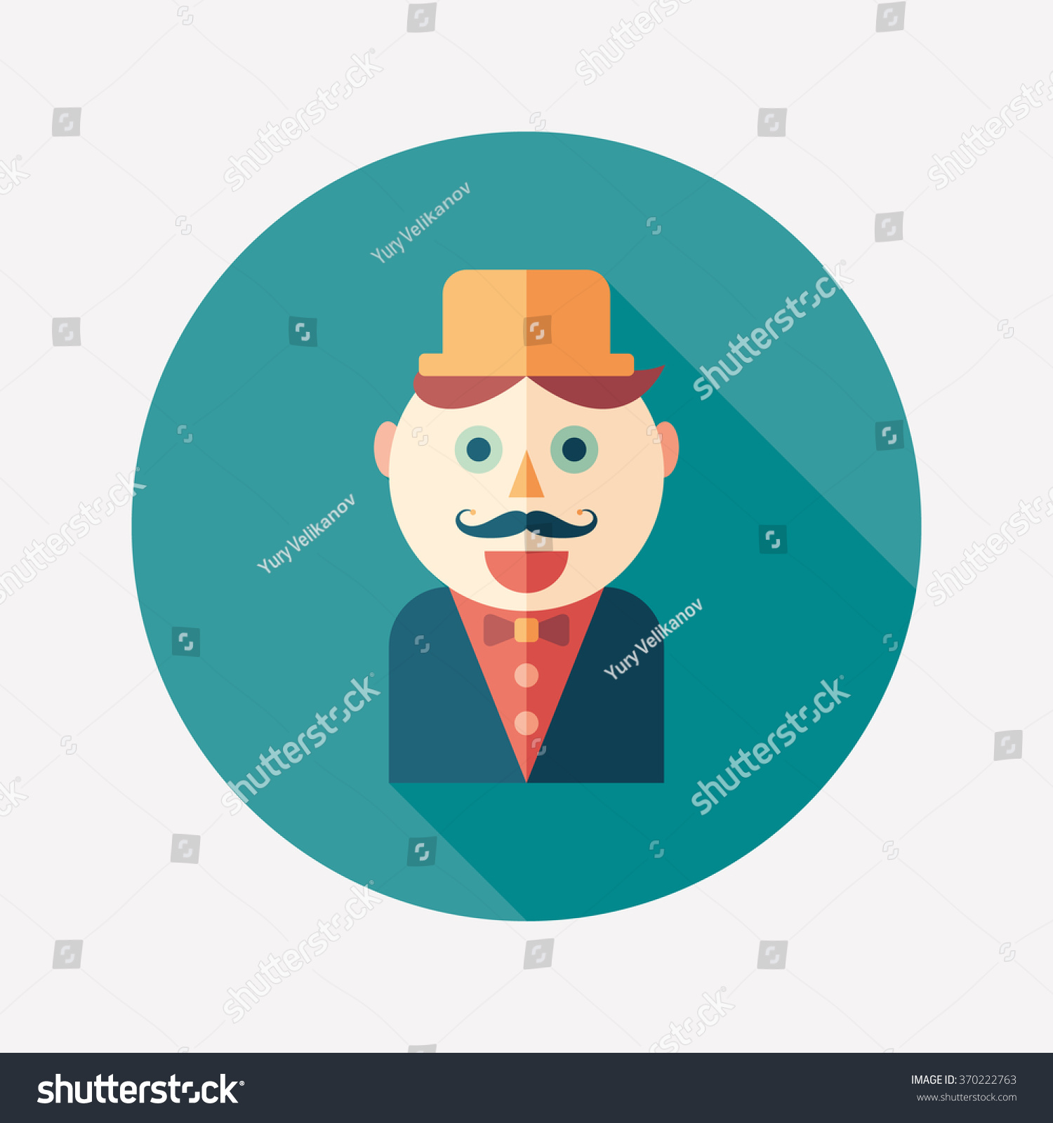 Happy Hipster Flat Round Icon Long Stock Vector (Royalty Free ...