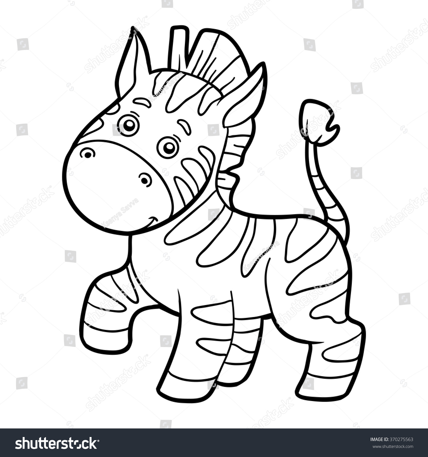 Coloring Book Children Zebra Stock Vector (Royalty Free) 370275563 ...