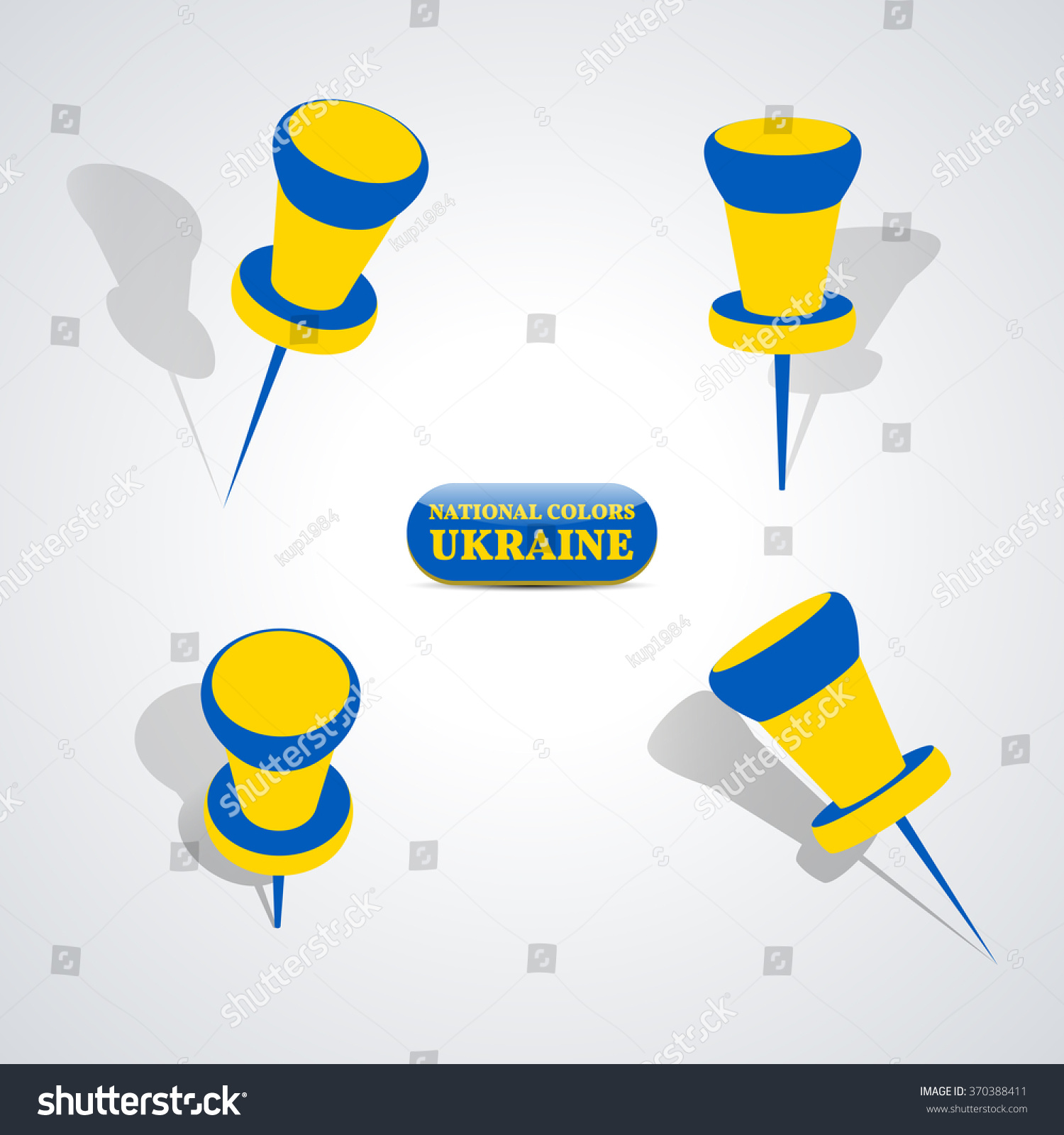 Set Pushpin National Colors Ukraine Vector Stock Vector Royalty Free