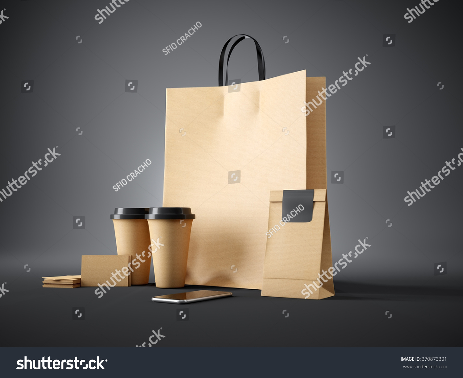 Set Craft Shopping Bag Take Away Stock Illustration 370873301 ...