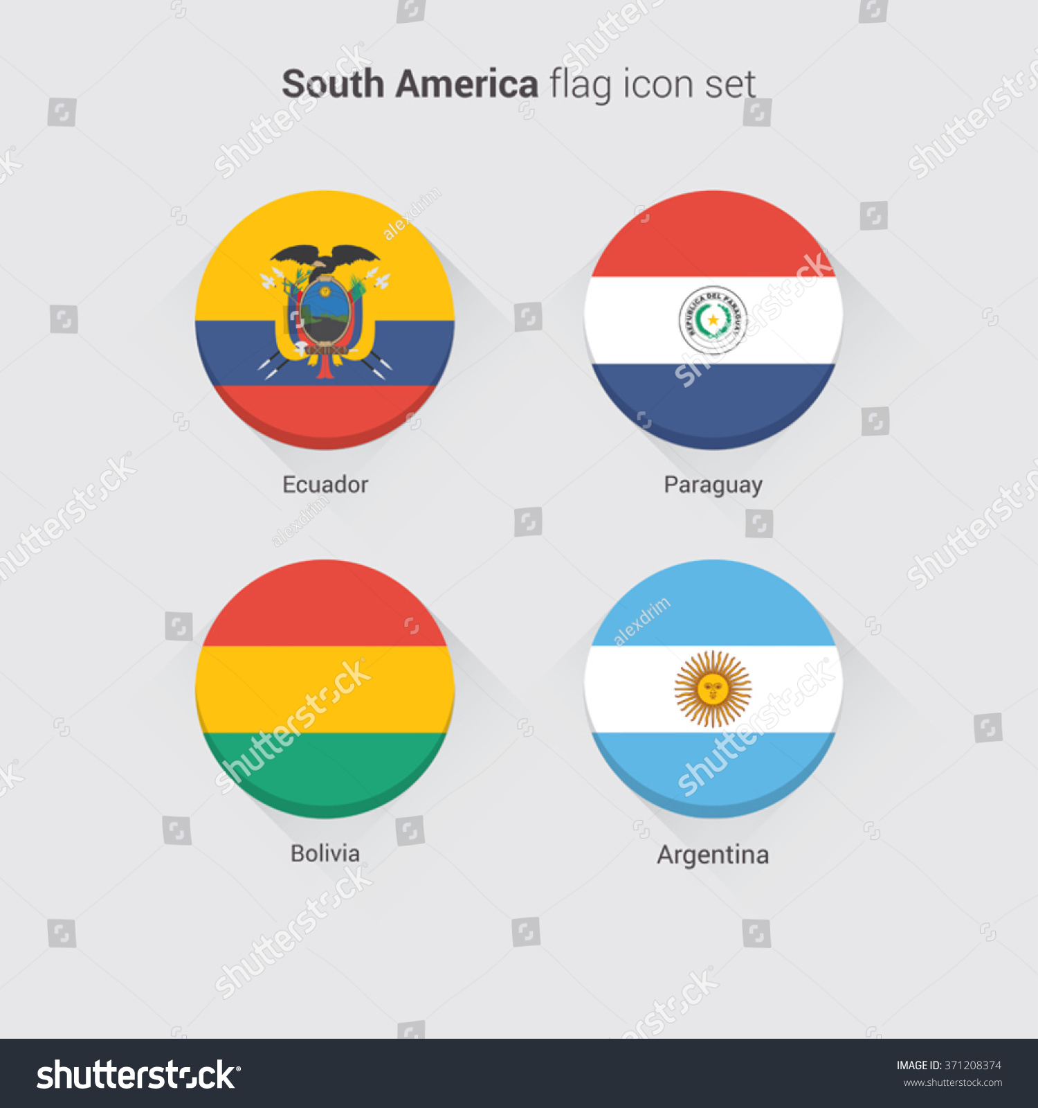 South America Flat Flags Set Stock Vector (Royalty Free) 371208374 ...