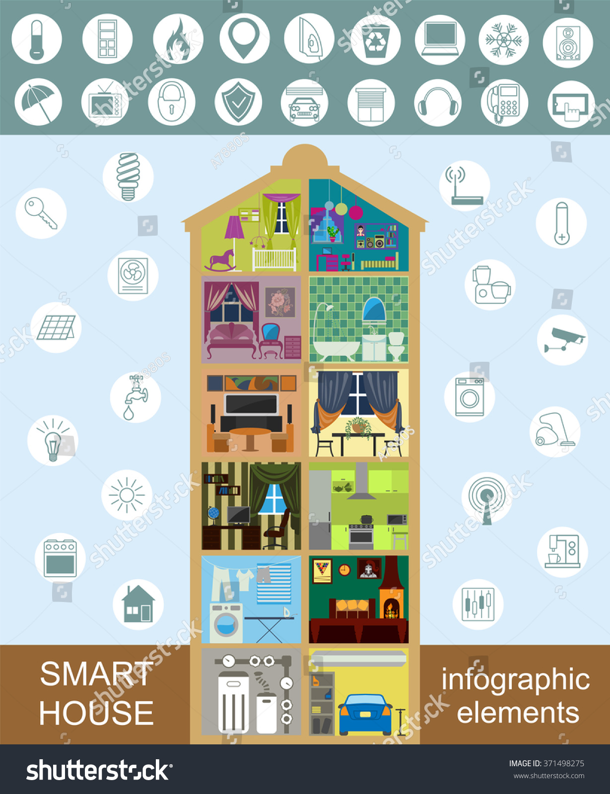 Eco Friendly Smart House Concept Infographic Stock Vector (Royalty Free ...