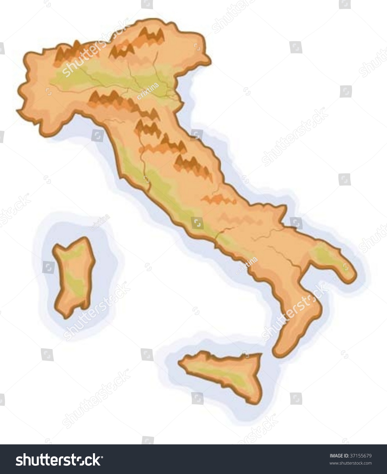 Italy Map Stock Vector (Royalty Free) 37155679 | Shutterstock