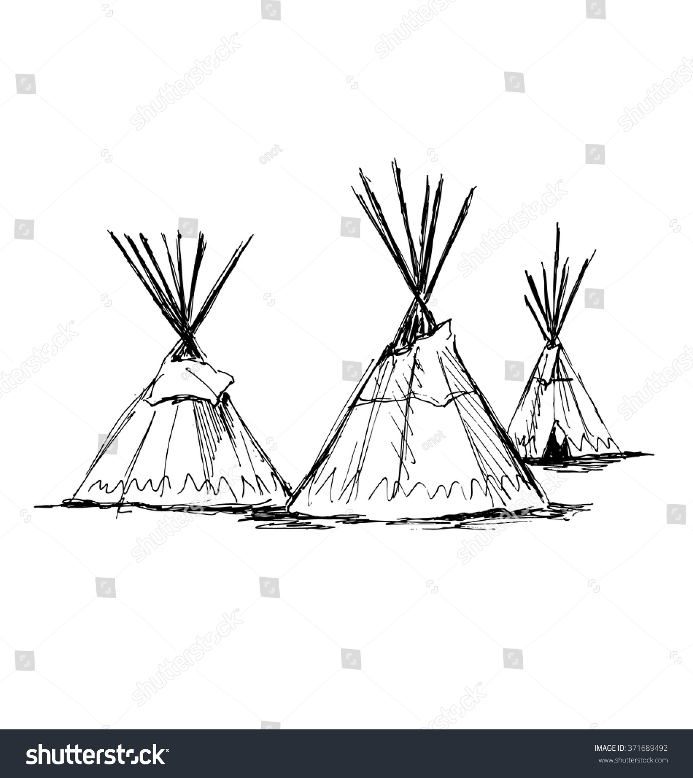 Hand Sketch Wigwams Stock Vector (Royalty Free) 371689492 | Shutterstock