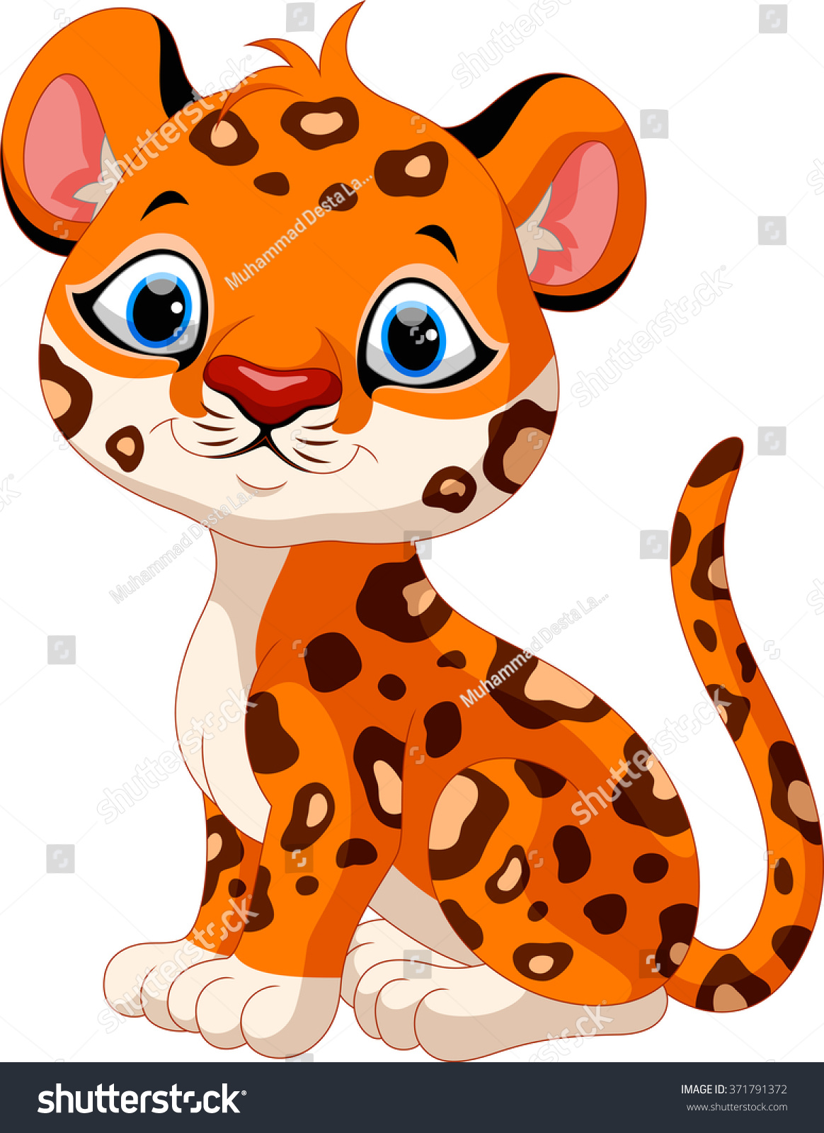 Cute Baby Leopard Cartoon Sitting Stock Illustration 371791372 