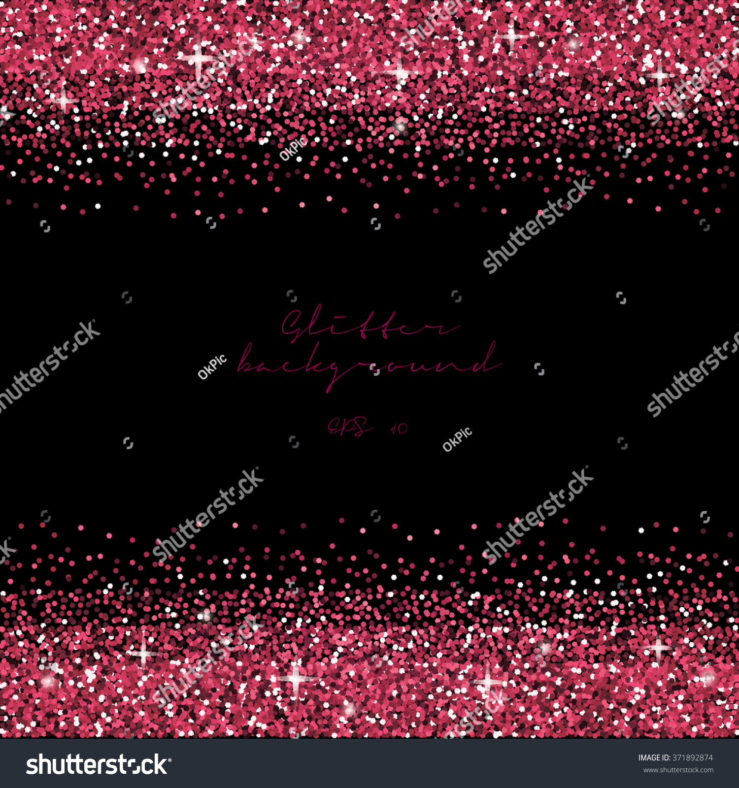 Vektor Stok Pink Glitter Border Background Fuchsia Tinsel (T