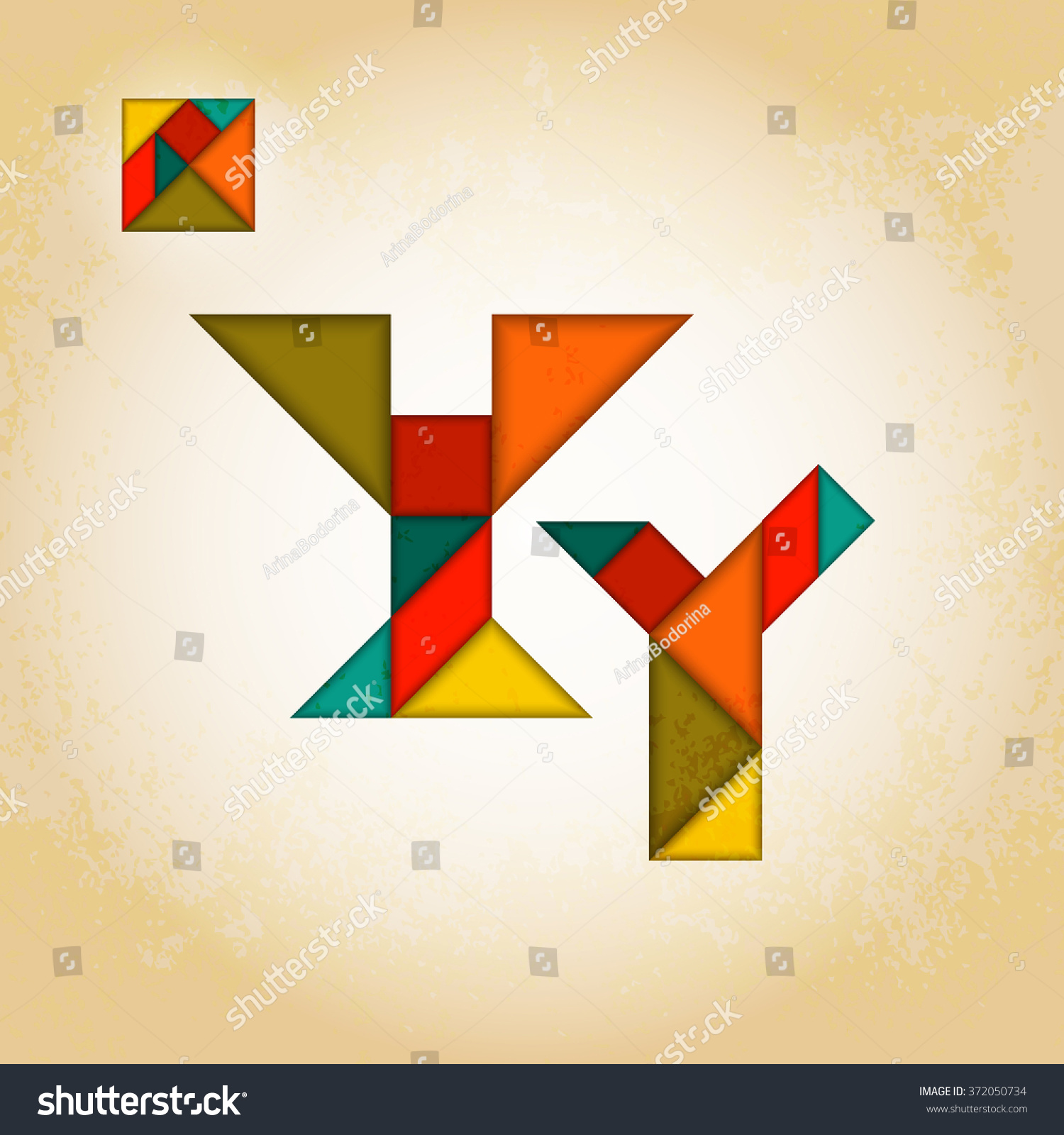 Abstract Tangram Alphabet Stock Vector (Royalty Free) 372050734 ...