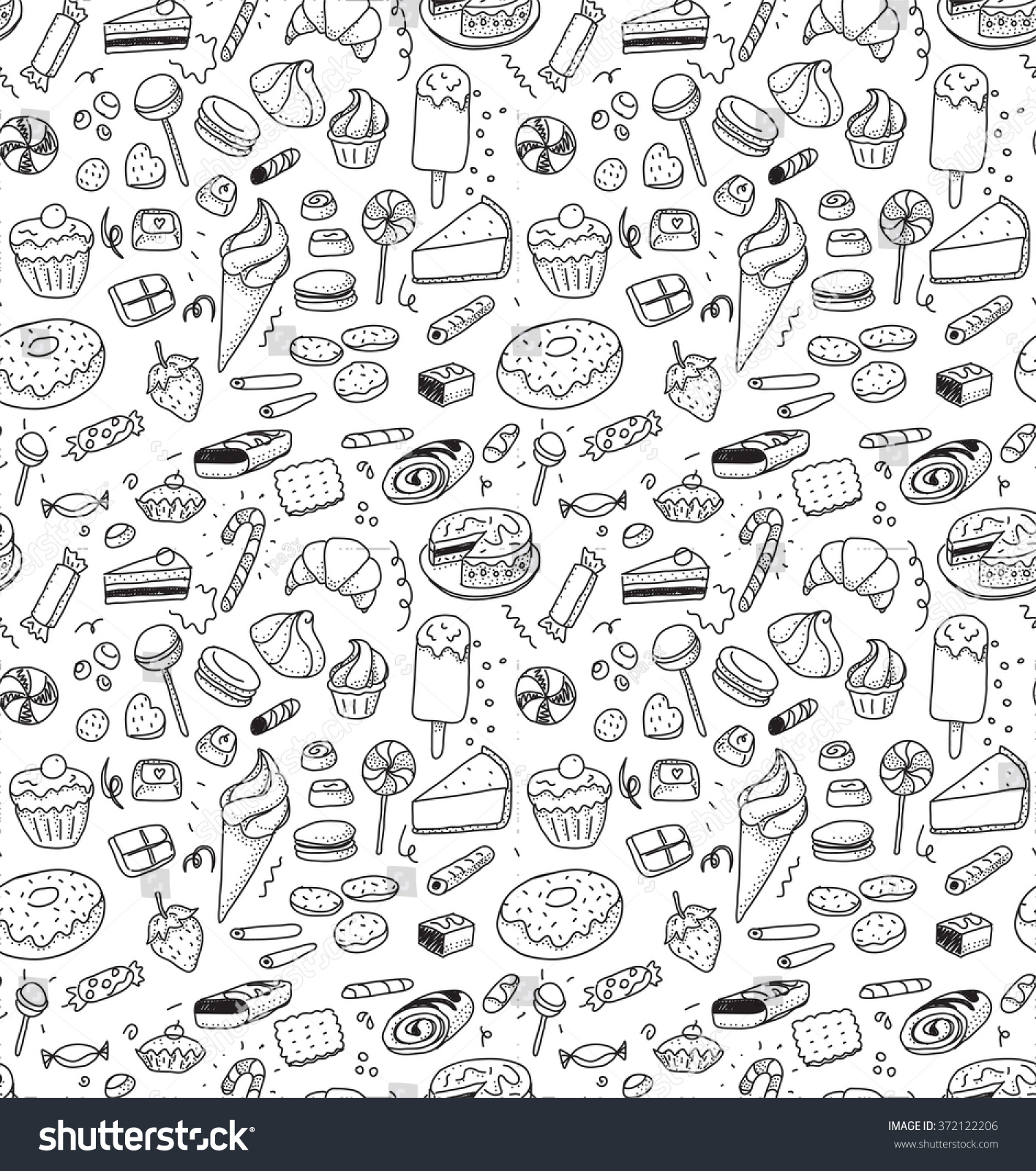 Hand Drawn Sweets Candies Pattern Vector Stock Vector (Royalty Free ...