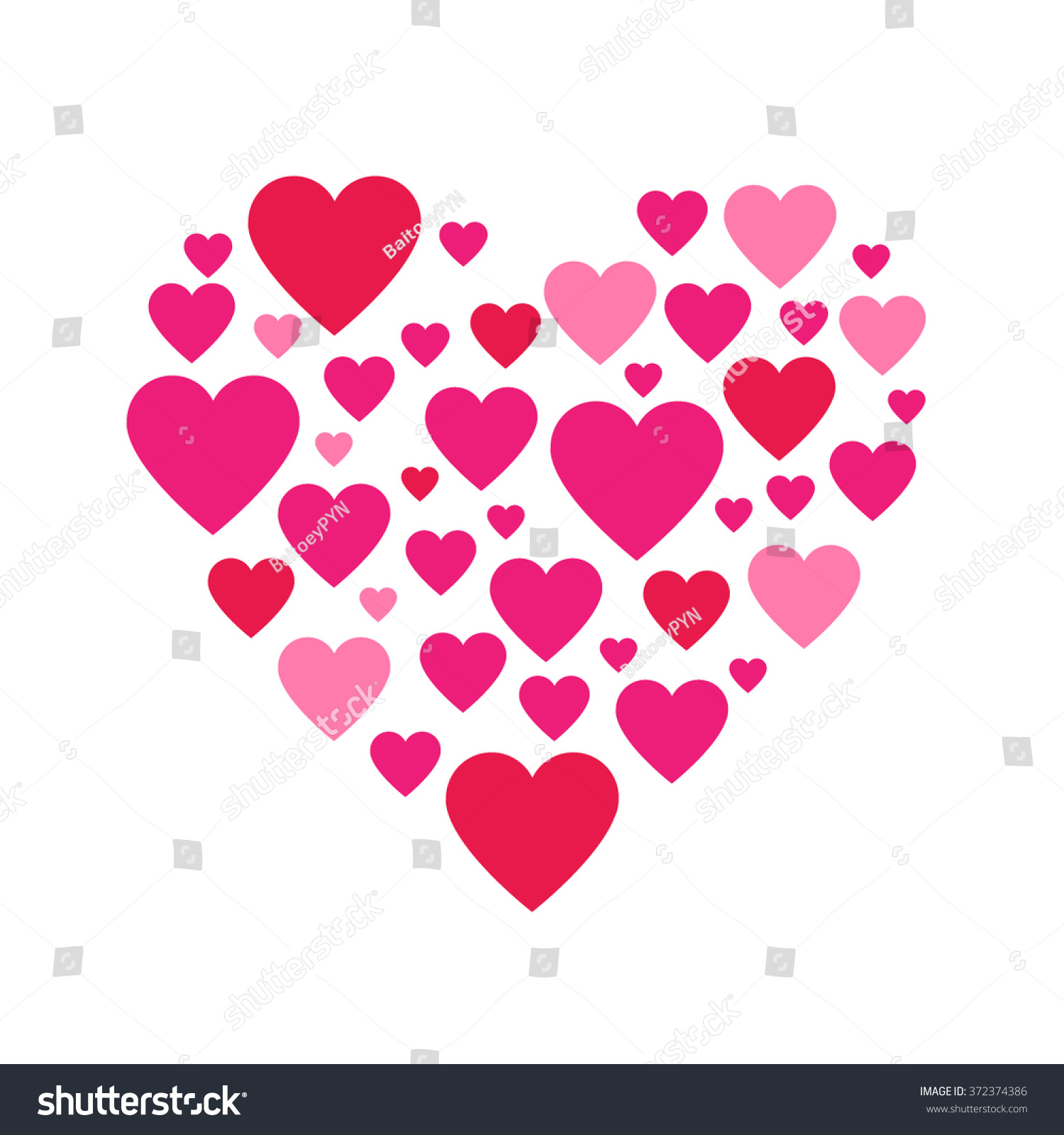 Pink Heart Made Small Hearts Symbol Stock Vector (Royalty Free ...