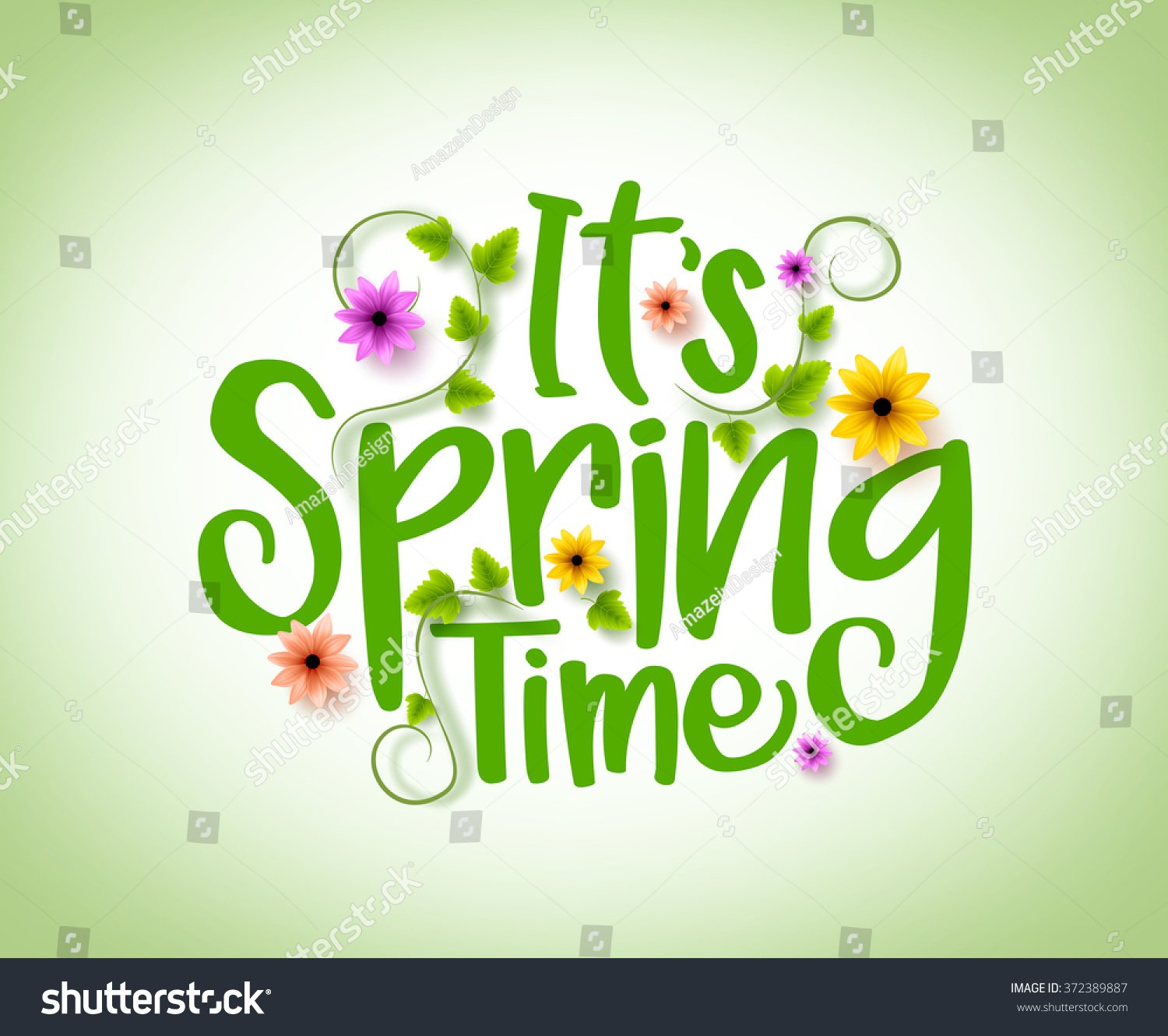 Spring Time Vector Design 3d Realistic Stock Vector (Royalty Free ...