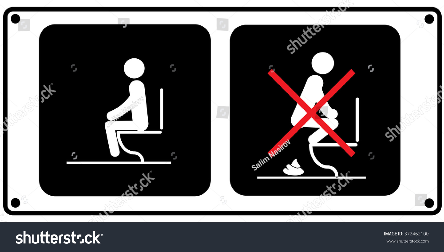 Toilet Rules Stickers Set Stock Vector (Royalty Free) 372462100 ...