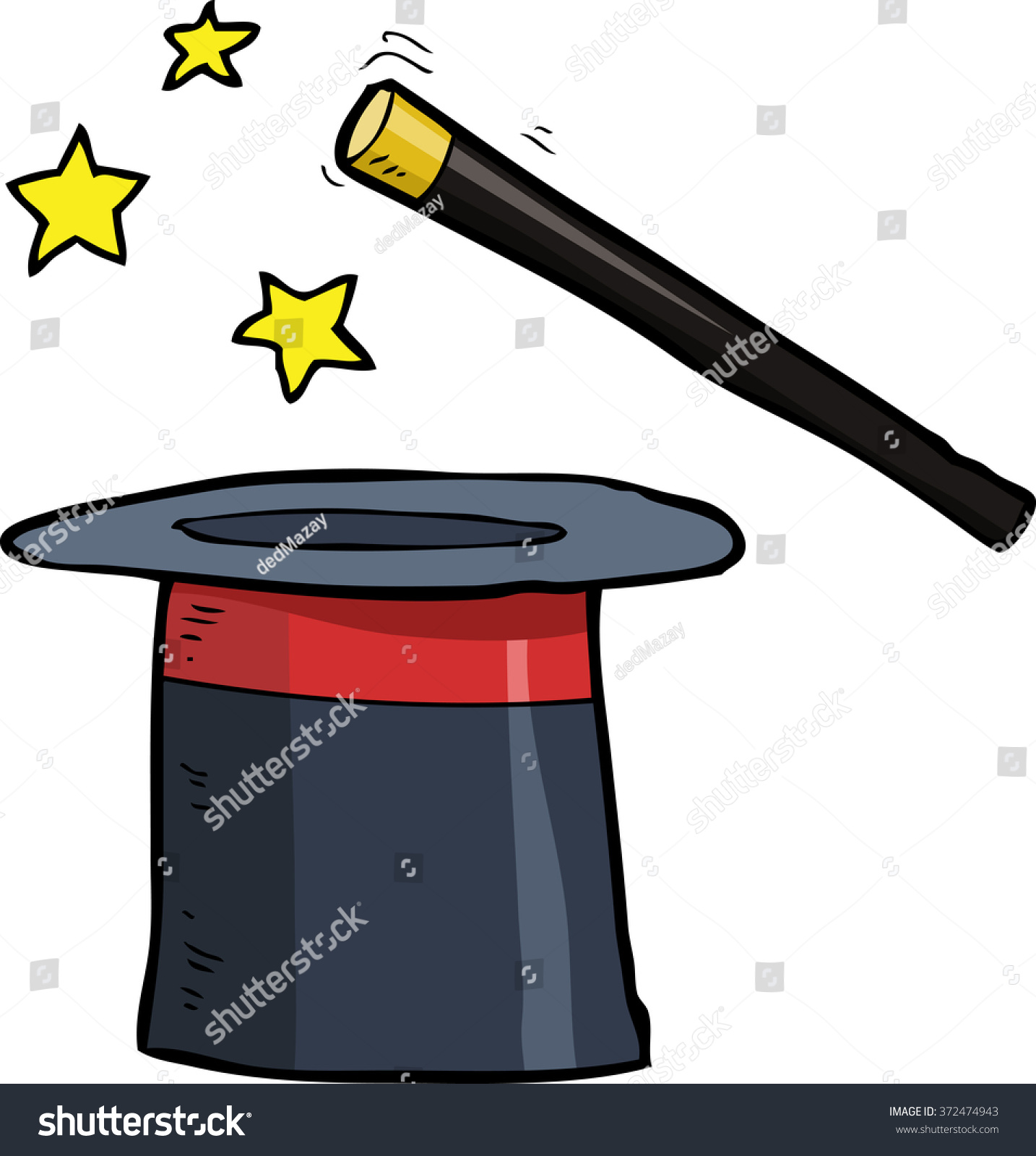 Cartoon Magic Wand Top Hat Stock Vector (Royalty Free) 372474943 ...