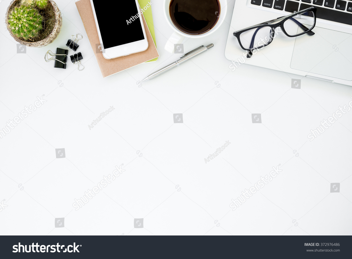 White Office Desk Table Things On Stock Photo 372976486 | Shutterstock