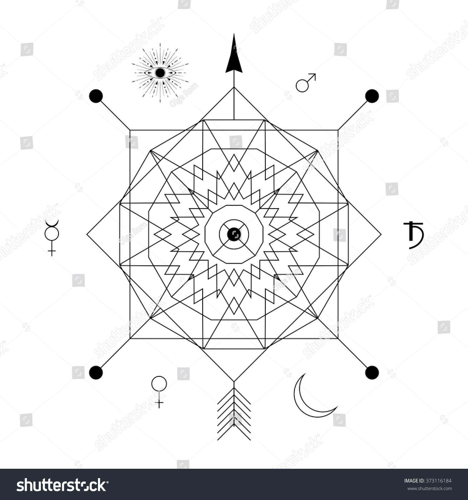 Mystical Geometry Symbol Linear Alchemy Occult Stock Vector (Royalty ...