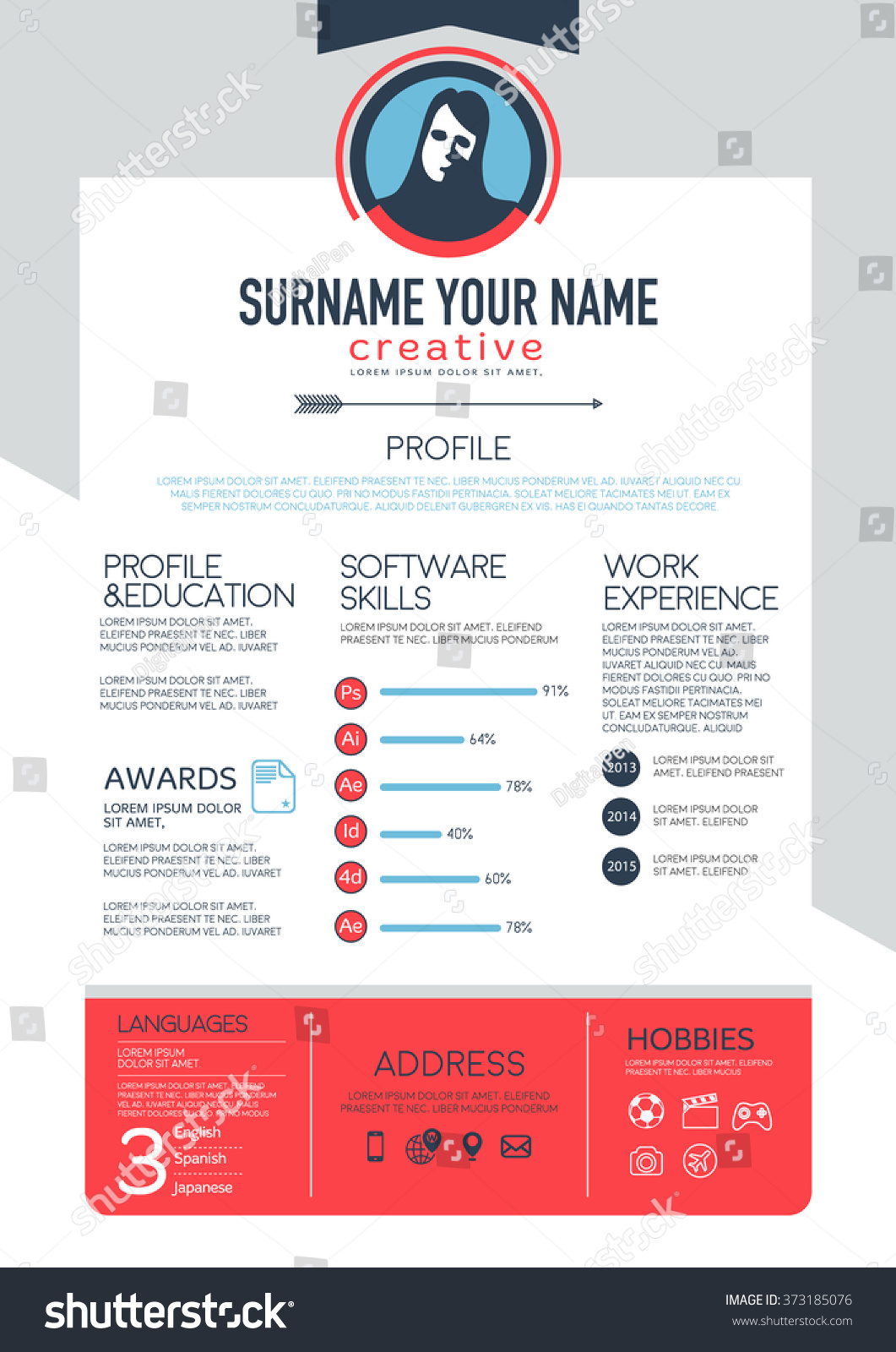 Vector Resume Template Cv Brochure Layoutmagazine Stock Vector (Royalty ...