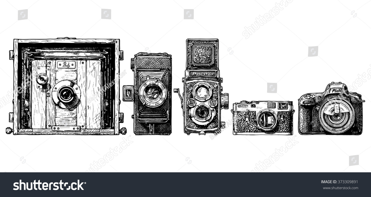 Photograph Camera Evolution Ink Sketch Tee Image by Shutterstock 