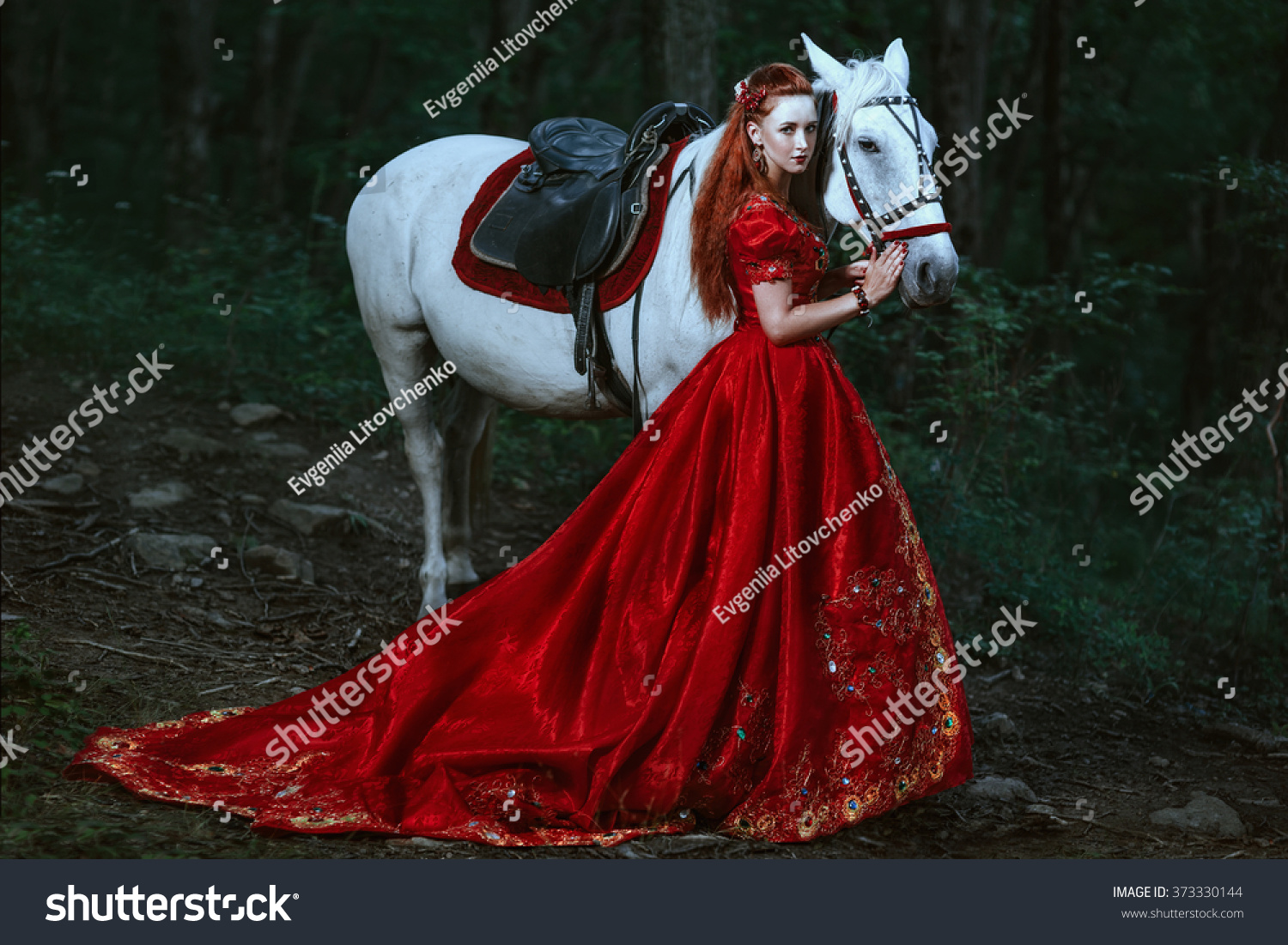 Woman Dressed Medieval Dress Stock Photo 373330144 | Shutterstock