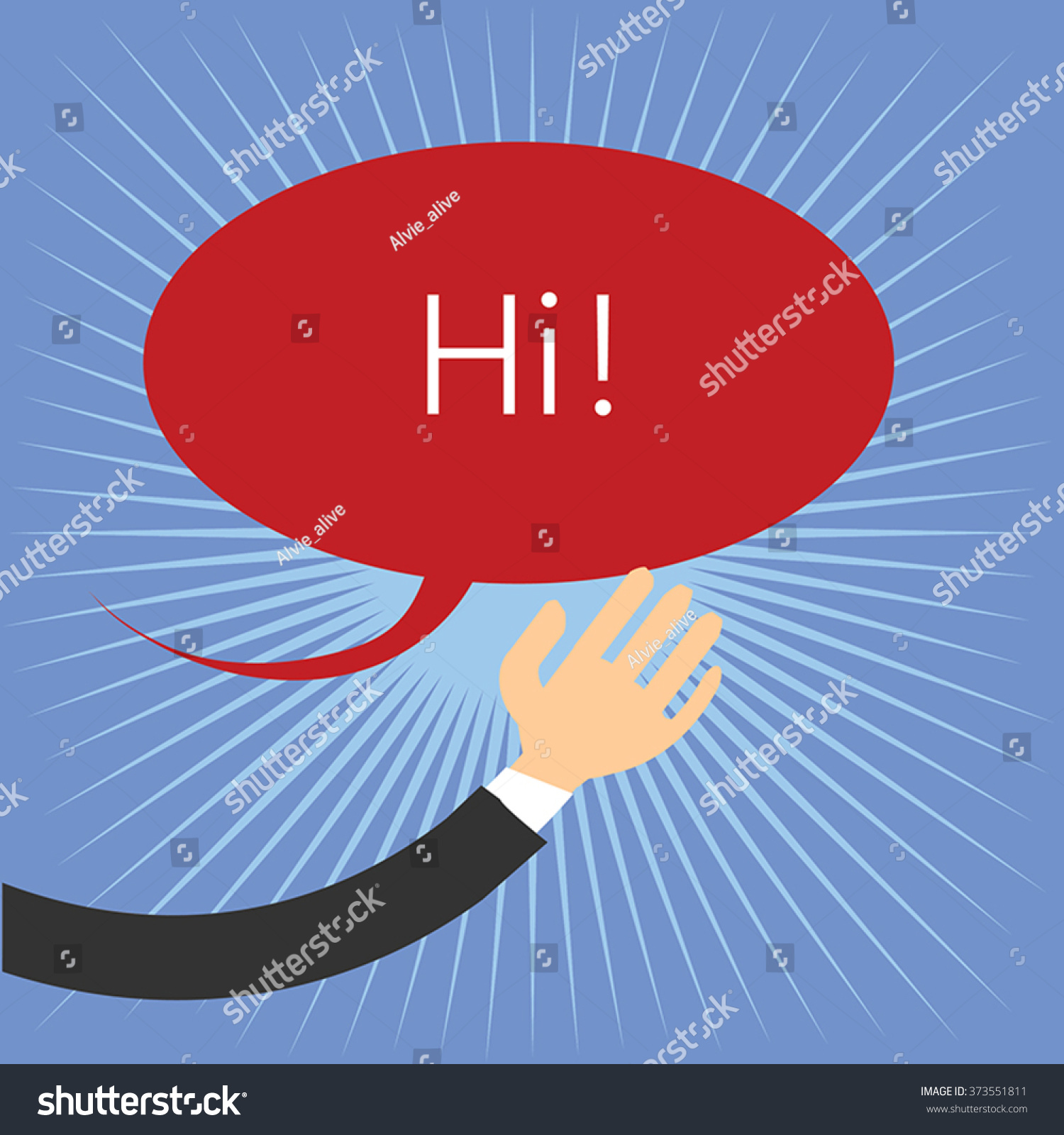 Hi Hand Sign Design On Sunburst Stock Vector Royalty Free 373551811