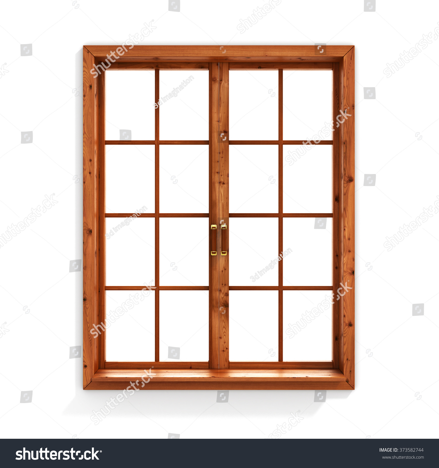 Wooden Window Isolated On White Background Stock Illustration 373582744 ...