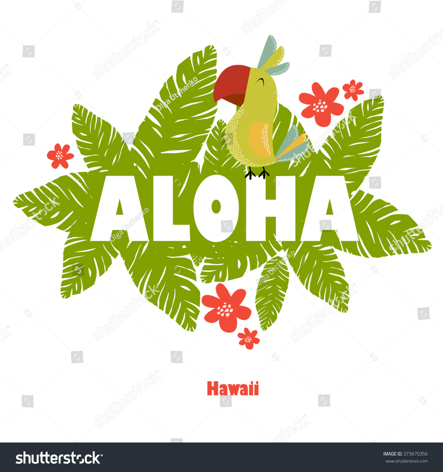 Font Vector Illustration Funny Parrot Aloha Stock Vector (Royalty Free ...