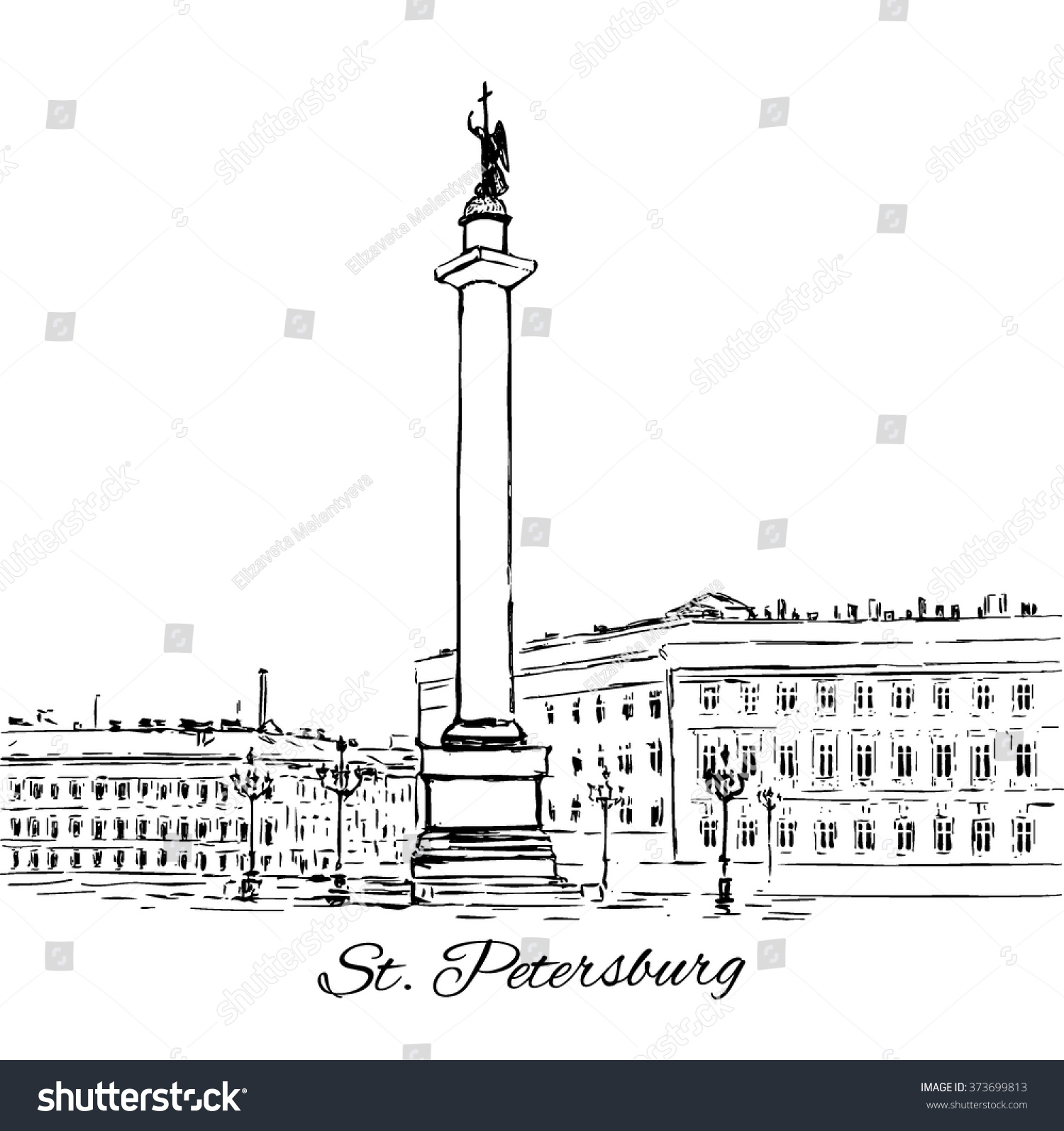 Александровская колонна в Санкт-Петербурге рисунок
